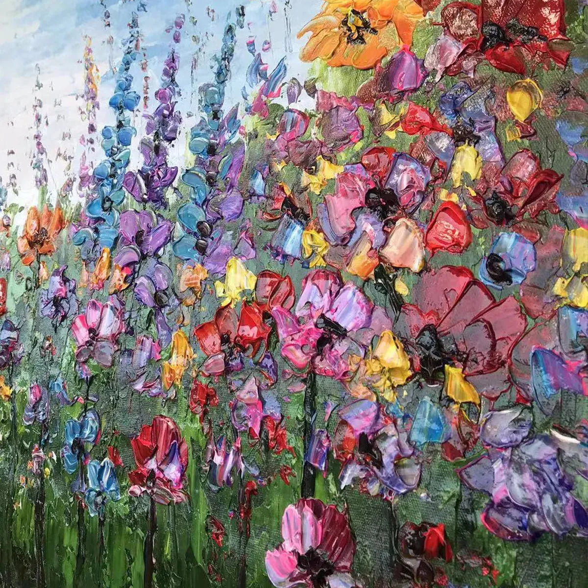 WILD BLOOM MEADOW: Panoramic Impasto Wildflower Oil Painting - Image 6
