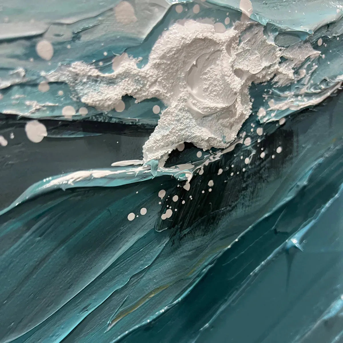 OCEANIC SYMPHONY: Textured Abstract Wave Oil Painting - Image 5