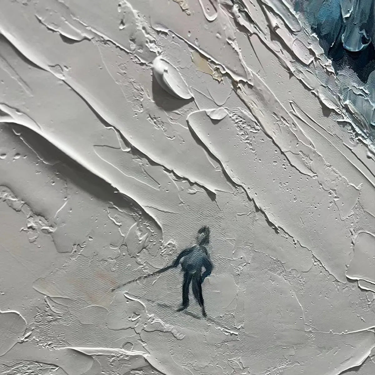 WINTER'S DANCE: Impressionistic Skiing Painting on Square Canvas - Image 3
