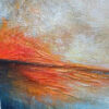 FIERY EMBRACE: Abstract Ocean Sunset Oil Painting