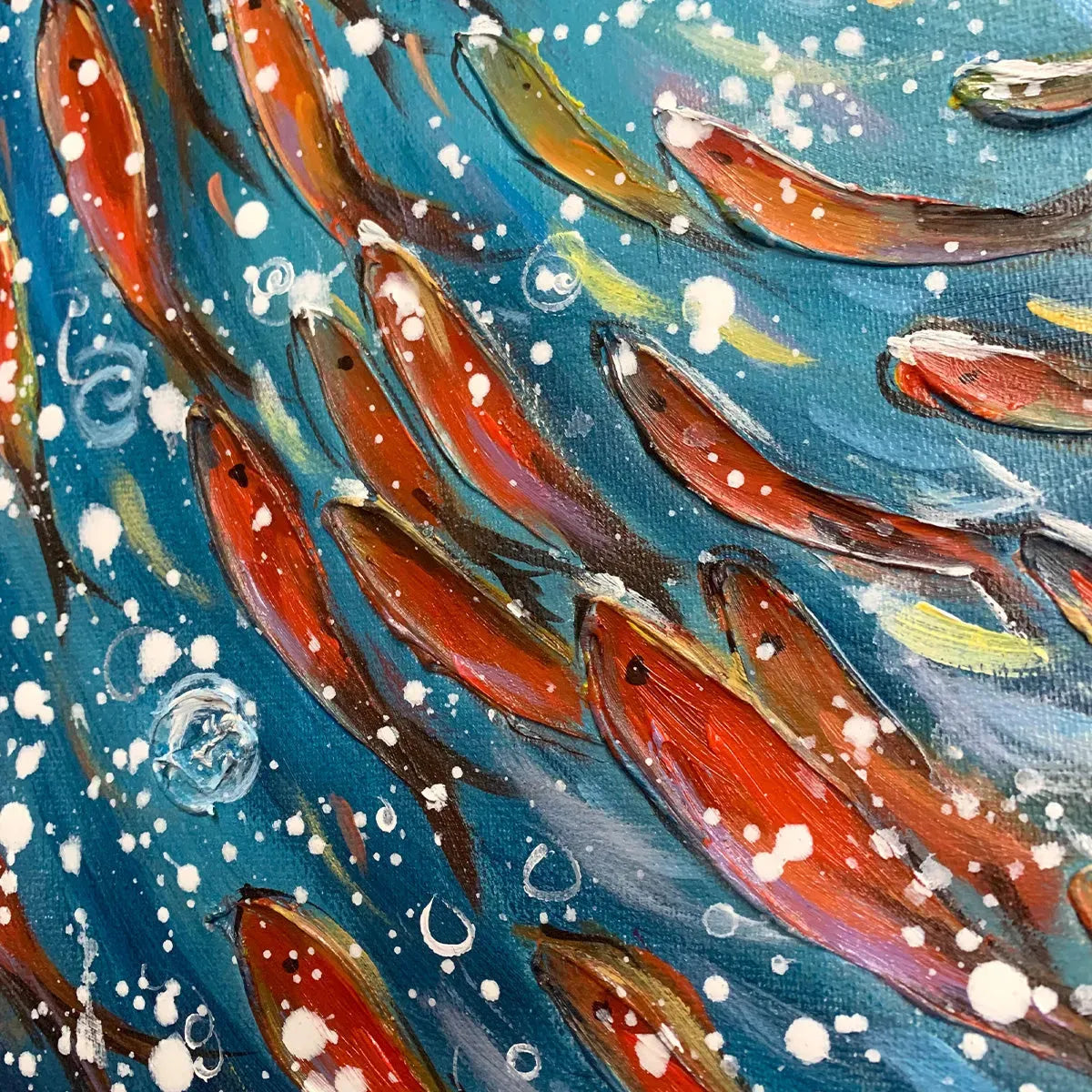 CORAL DANCE: Vibrant Underwater Fish Oil Painting - Image 3