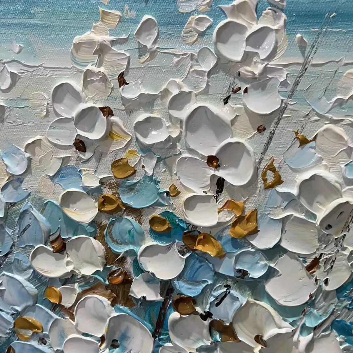 OCEAN BREEZE: Impasto Seascape Oil Painting in Blue and White - Image 3
