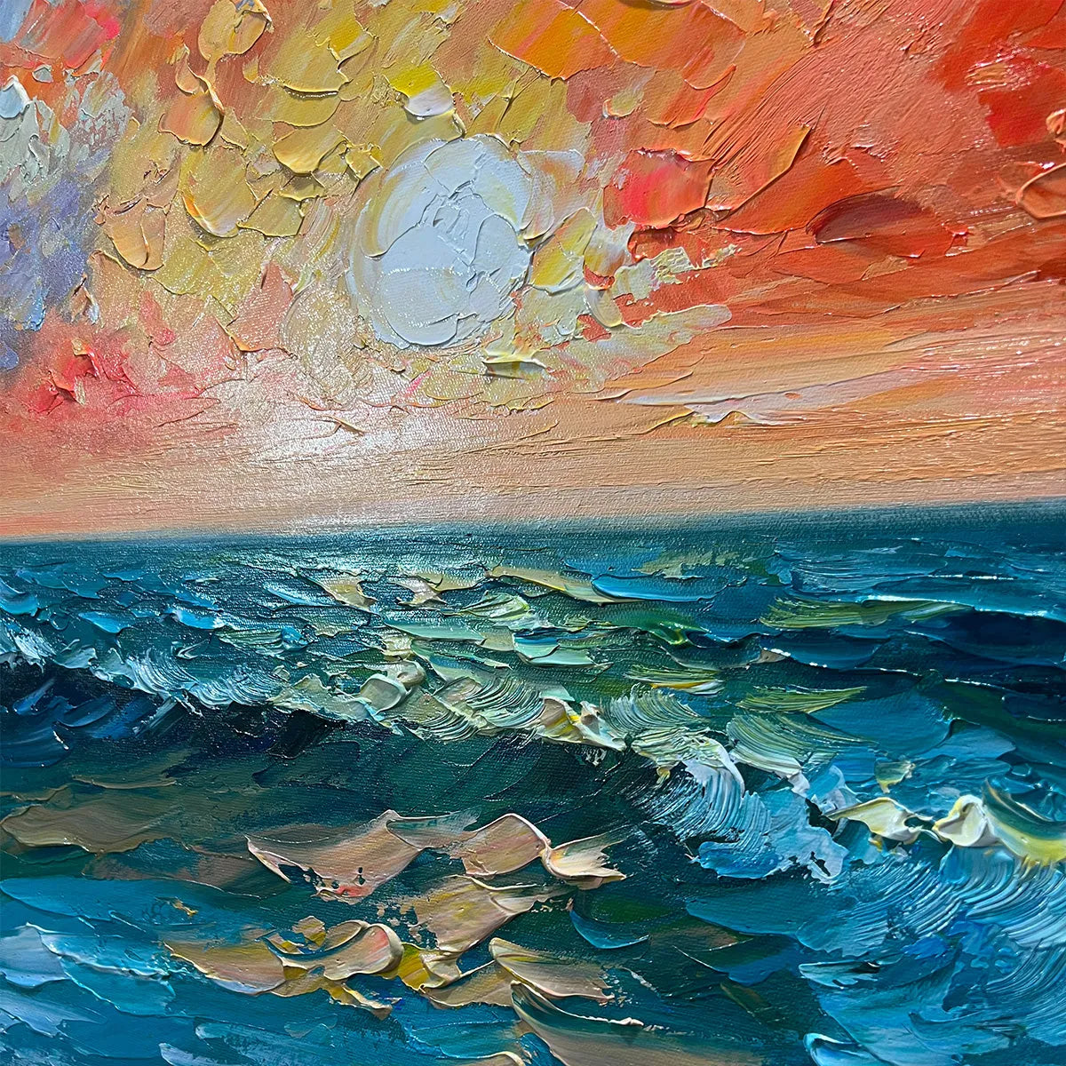 OCEAN SUNSET: Impasto Seascape Painting - Image 3