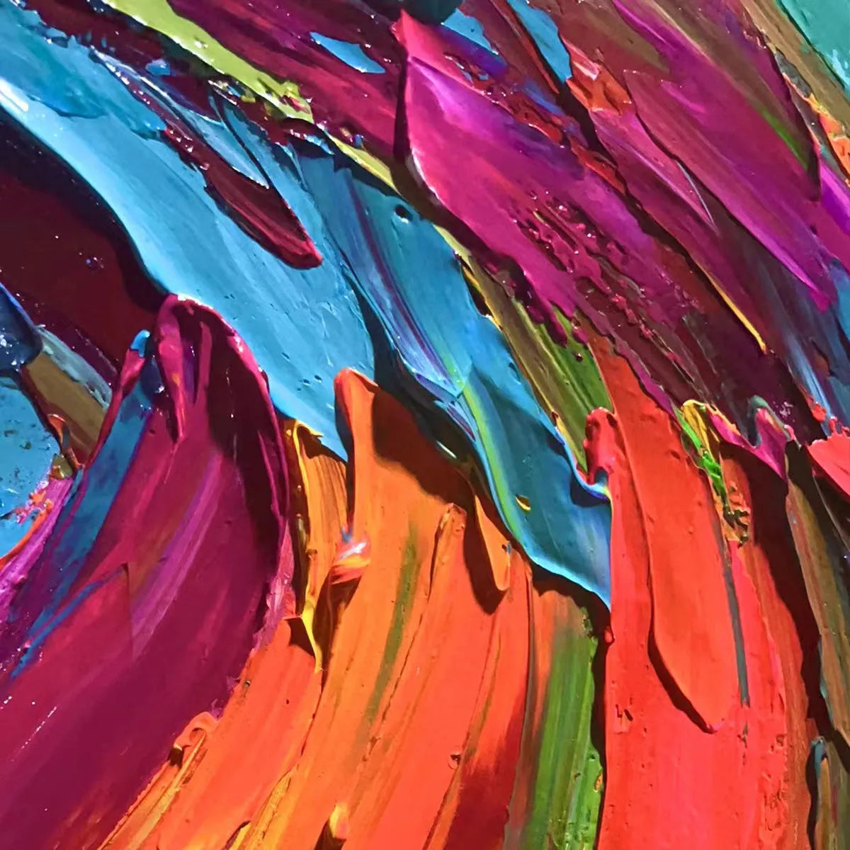 COLORFUL WHIRLWIND: Large Abstract Impasto Oil Painting on Canvas - Image 3