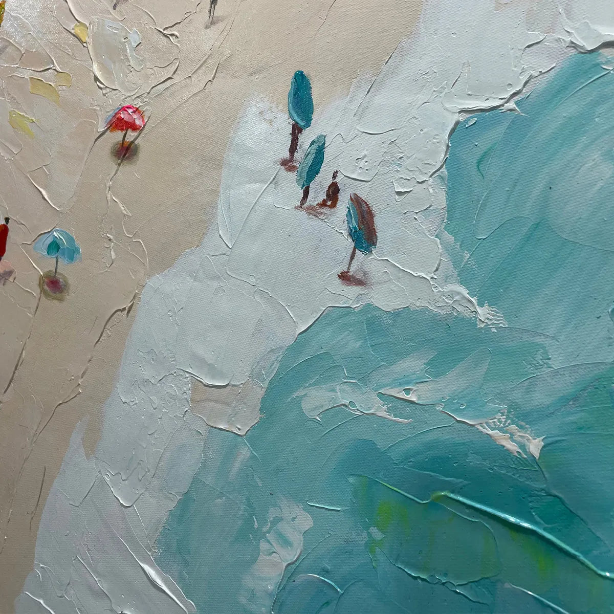 SUMMER HOLIDAY: Colorful Impasto Beach Scene Oil Painting - Image 3