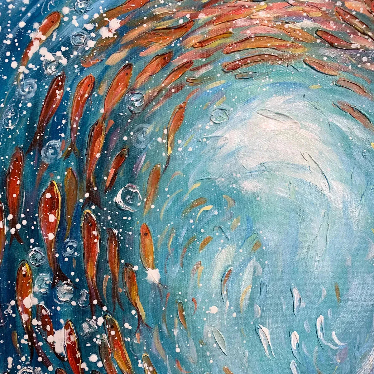 CORAL DANCE: Vibrant Underwater Fish Oil Painting - Image 6