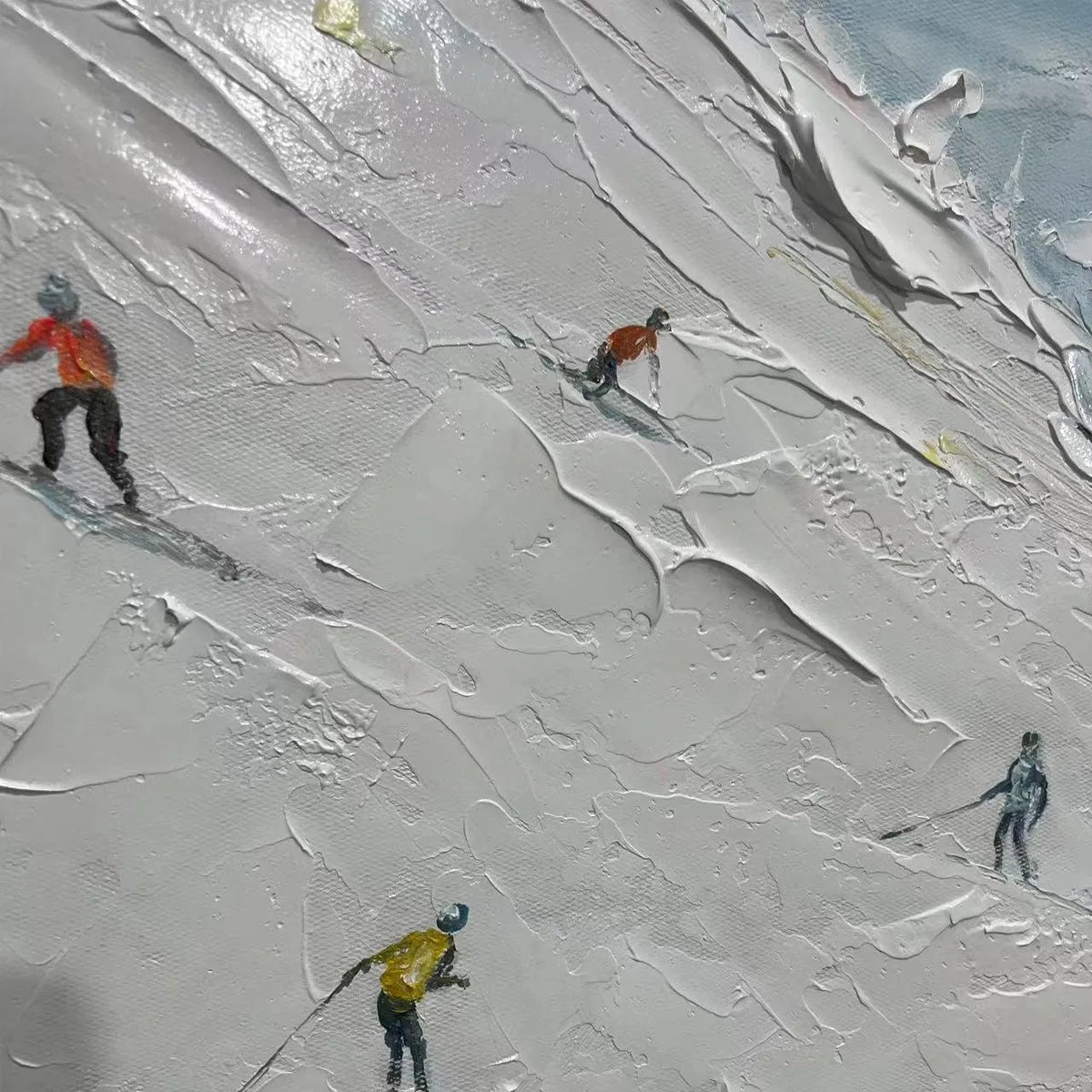 WINTER'S DANCE: Impressionistic Skiing Painting on Square Canvas - Image 5