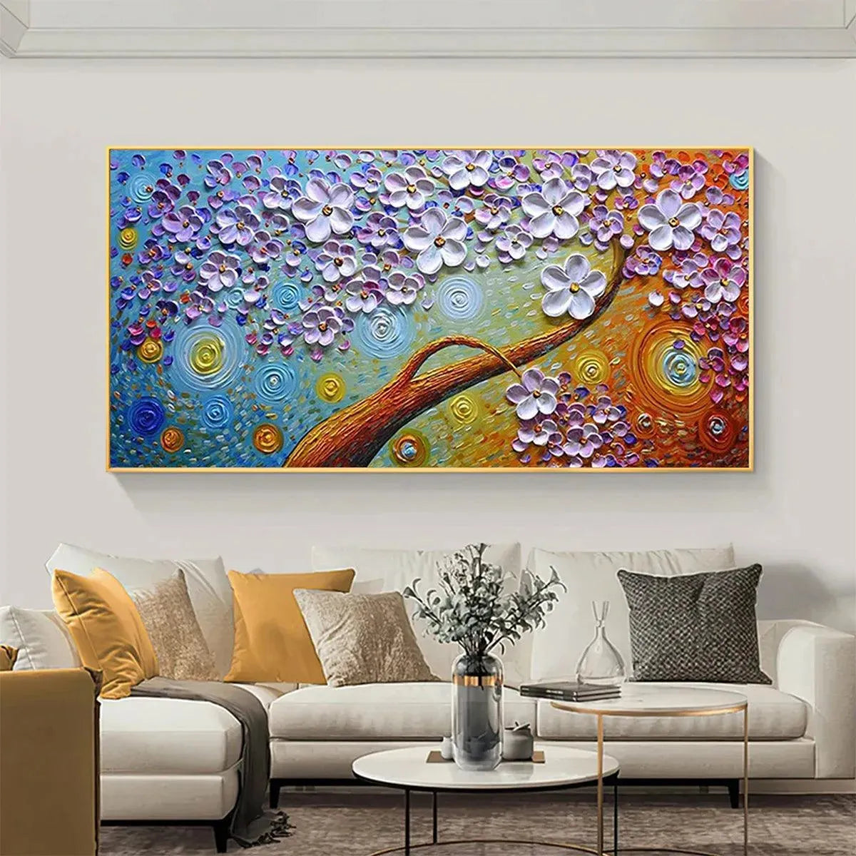 LILAC DREAM: Textured Floral Painting in Purple and Gold - Image 2