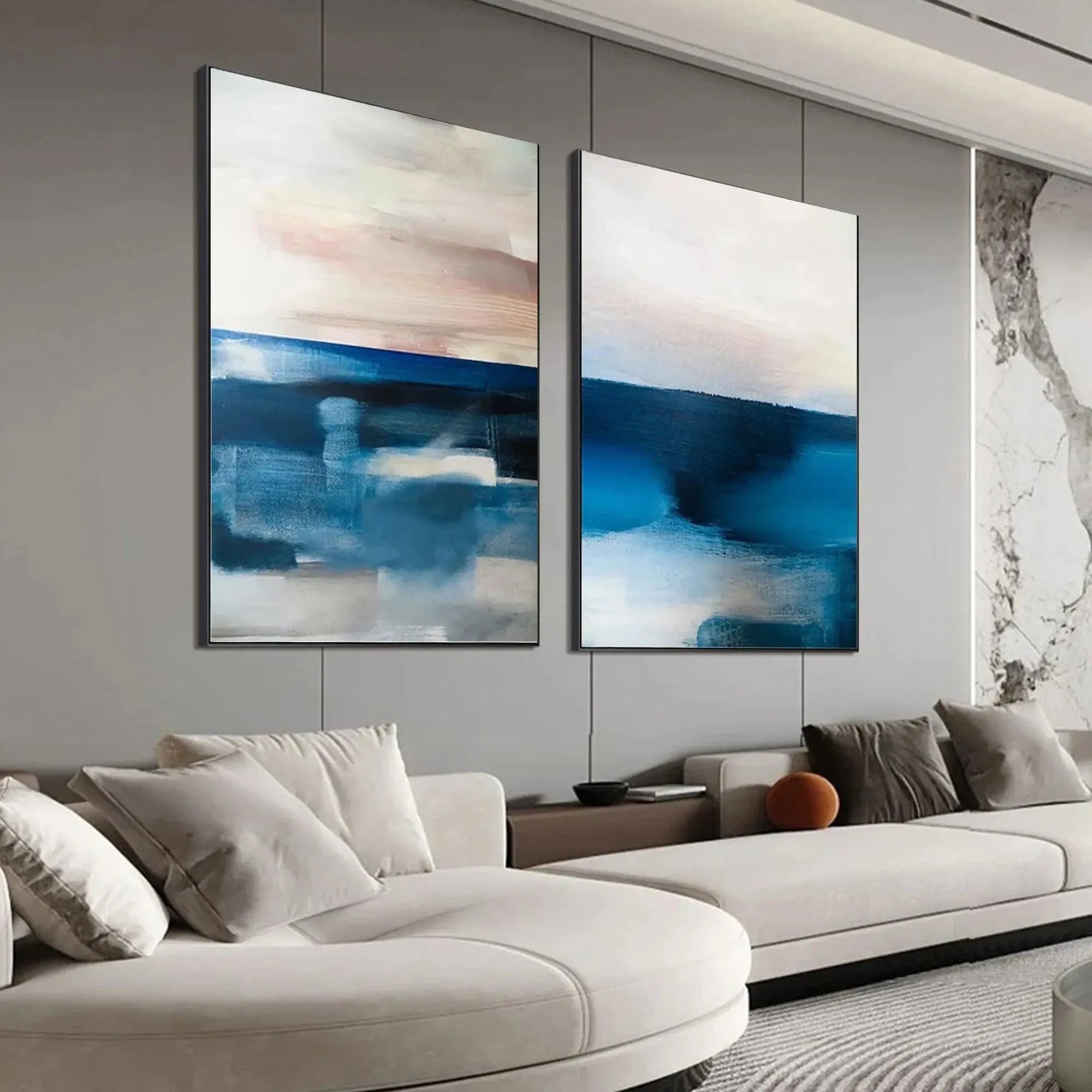 ABSTRACT OCEAN DIPTYCH: Abstract Seascape Painting Set of 2, Vertical Wall Art - Image 8