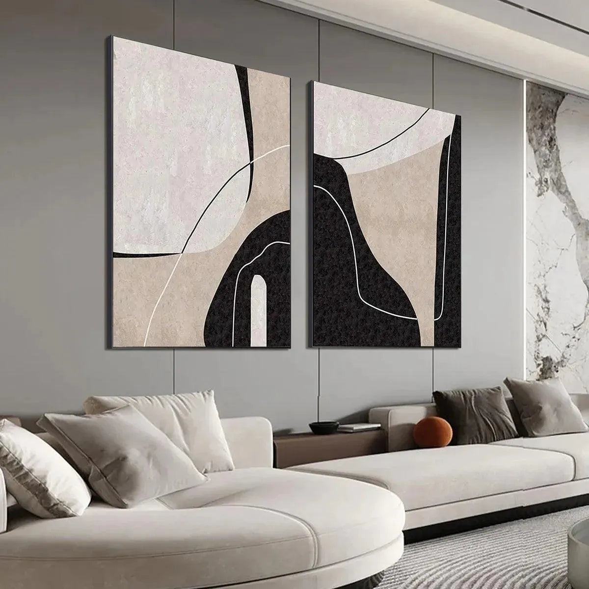 ABSTRACT MINIMALIST DIPTYCH: Abstract Painting Set of 2, Vertical Wall Art - Image 7