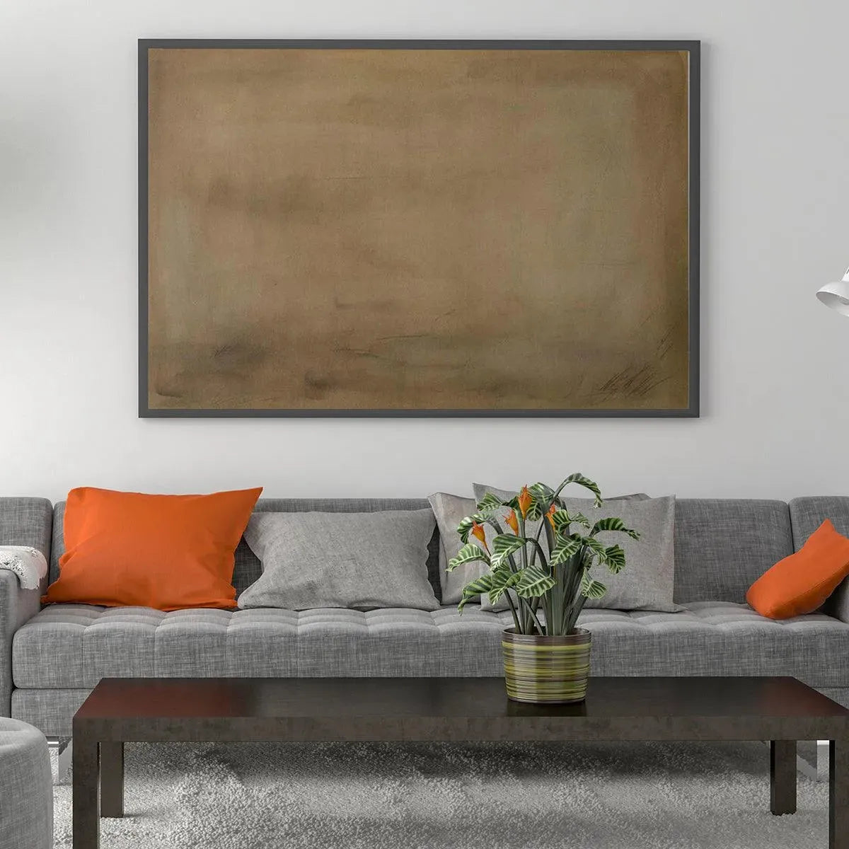 EARTHY MINIMALIST LANDSCAPE: Minimalist Abstract Painting in Brown - Image 2