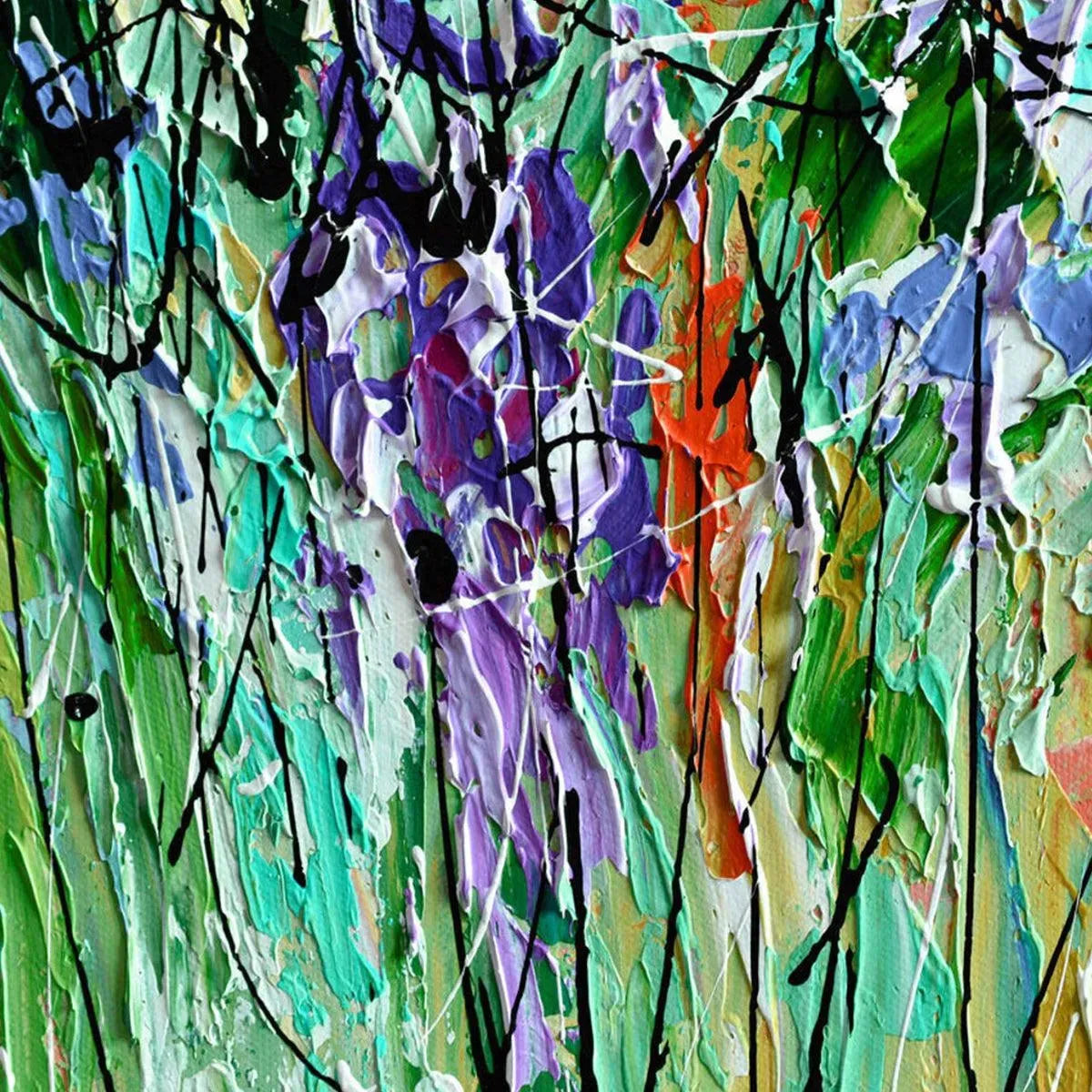 LILAC MEADOW: Panoramic Floral Impasto Oil Painting - Image 3