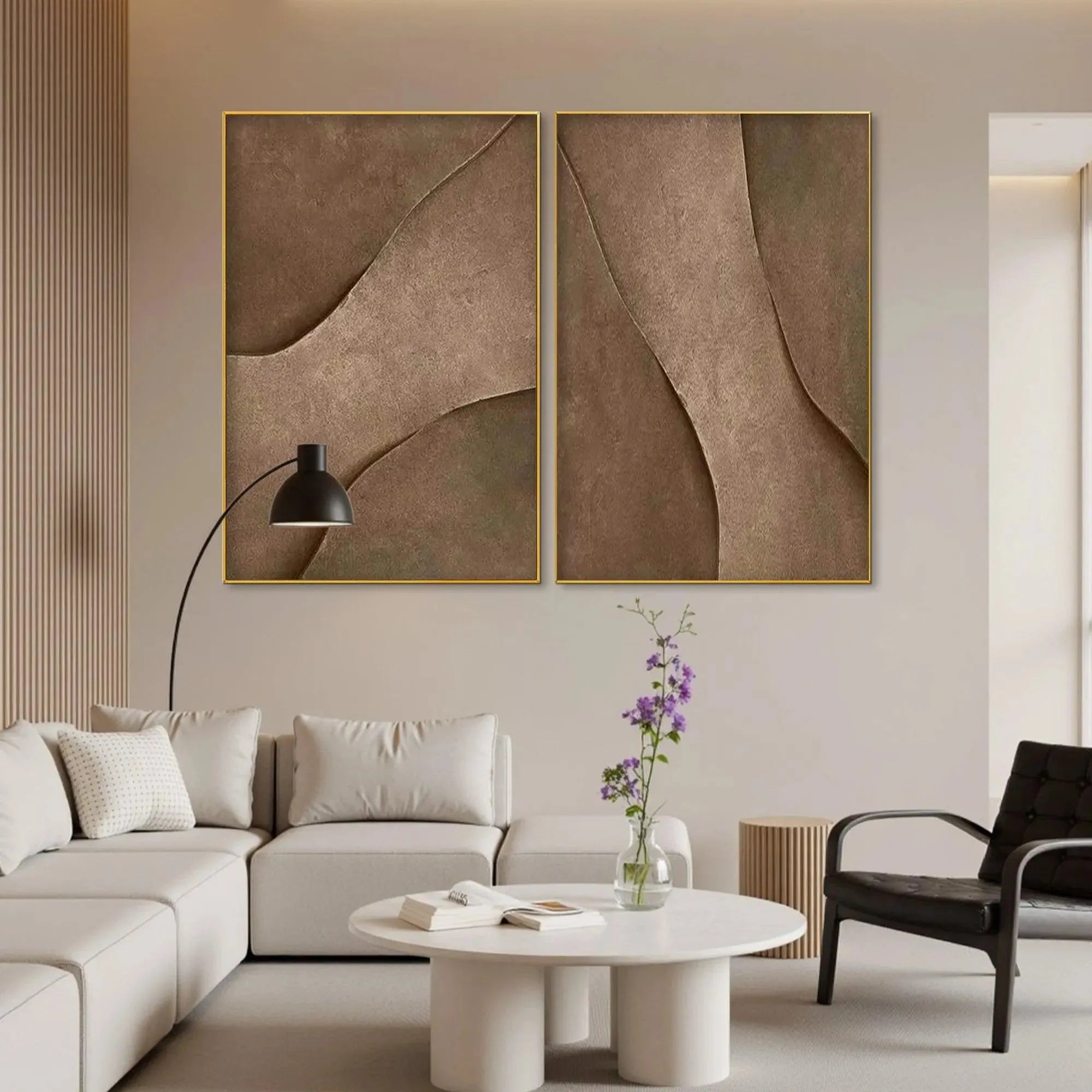 BROWN TEXTURE DUO: Set of 2 Textured Abstract Paintings in Brown - Image 5