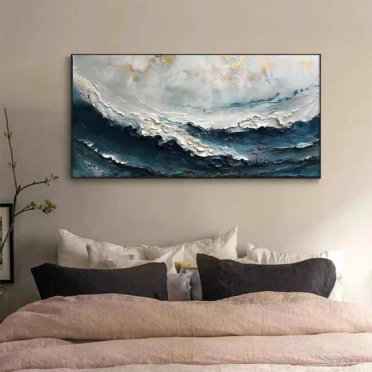 OCEAN DREAM: Textured Abstract Ocean Painting in Blue, White, and Gold - Image 8