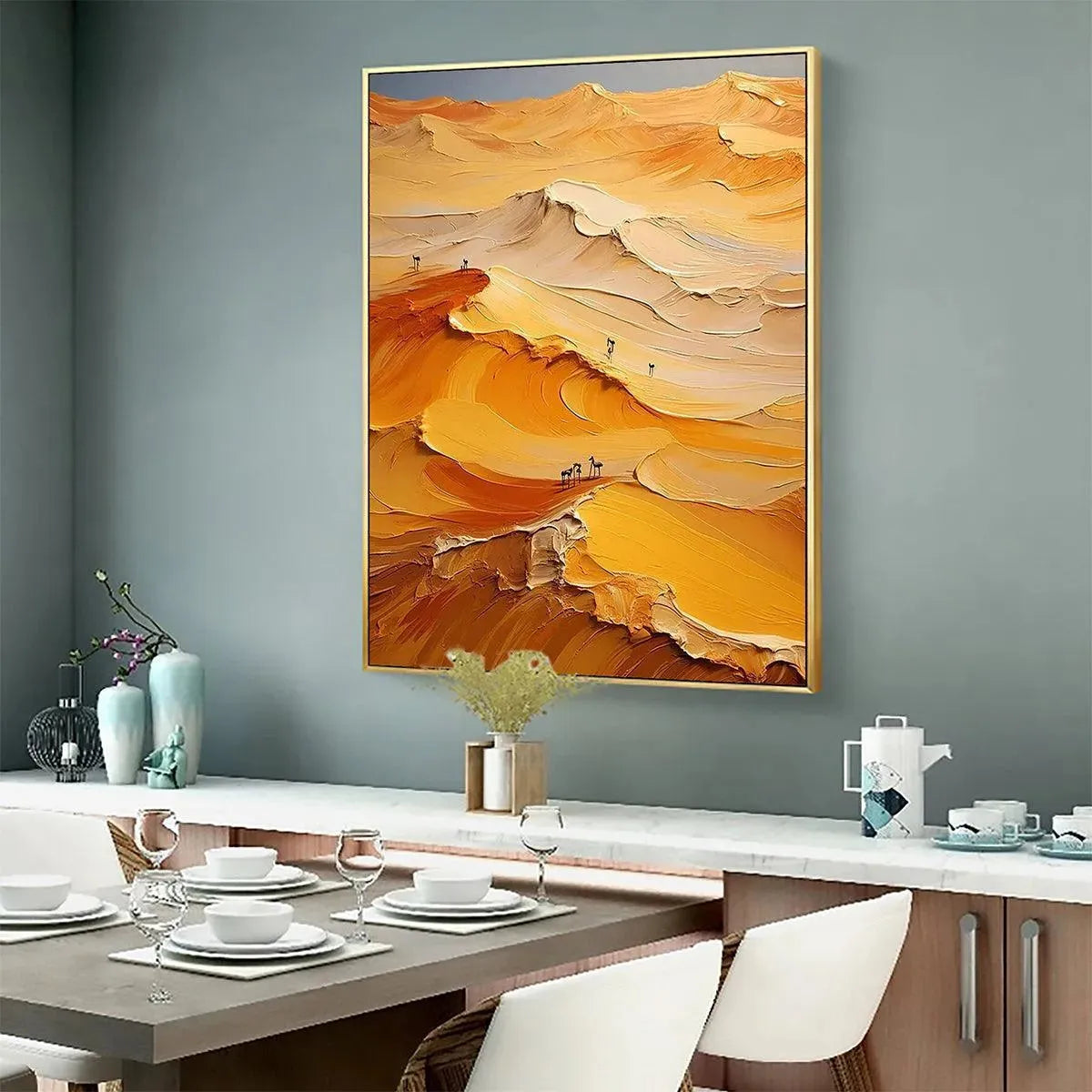 GOLDEN DUNES: Textured Orange Desert Landscape Impasto Painting for Living Room - Image 8