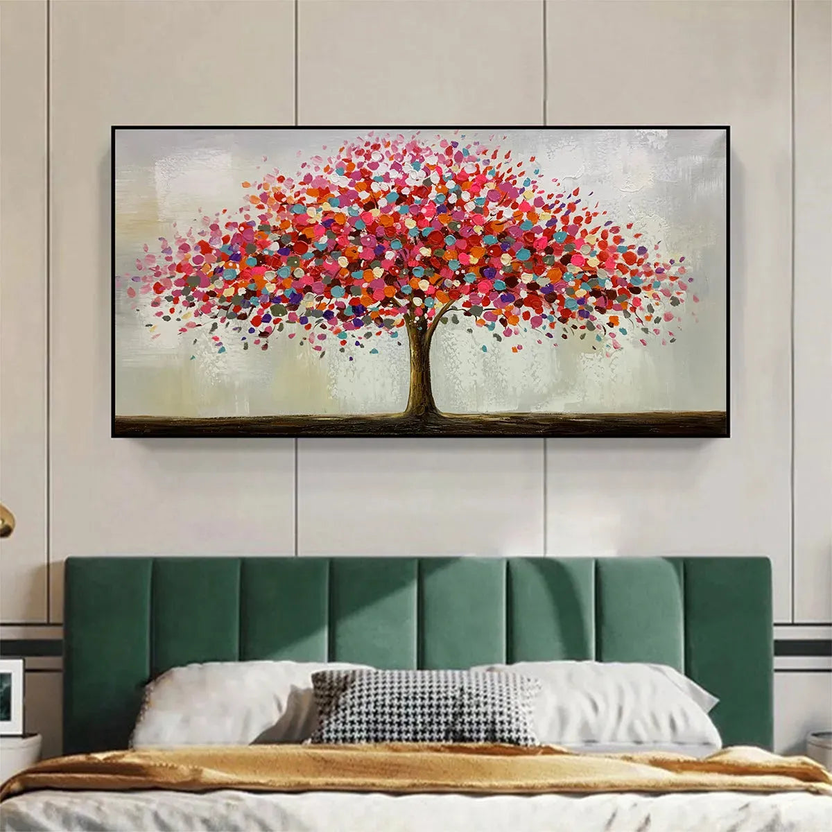 JEWEL TREE: Colorful Abstract Tree Painting, Impasto Texture, Horizontal Canvas, Modern Wall Art - Image 2