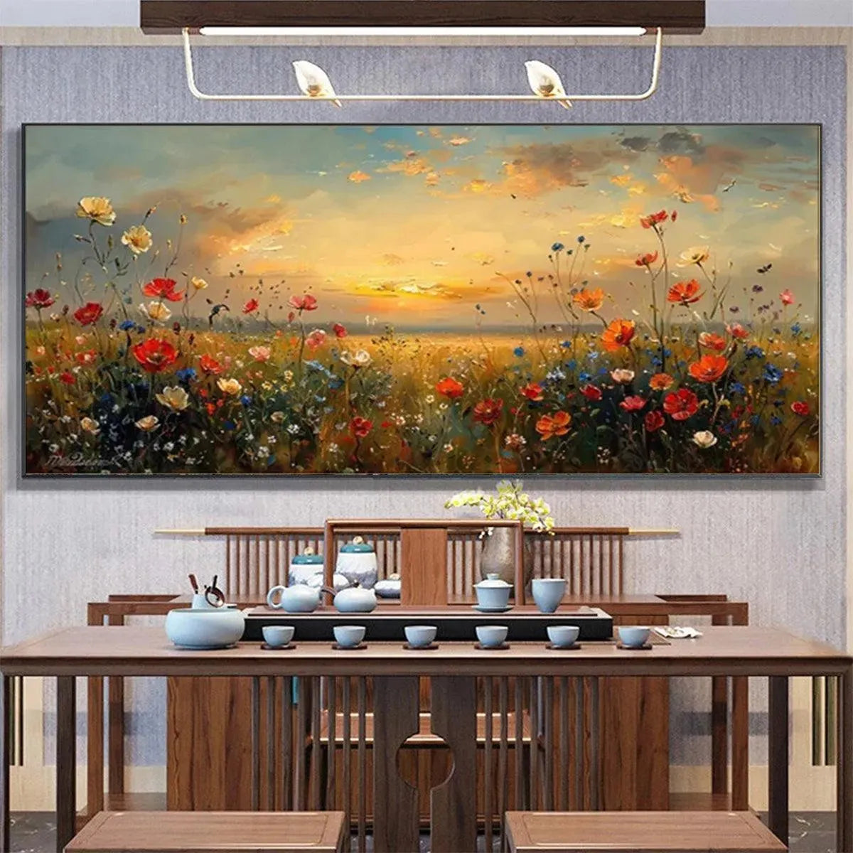 SUNSET FIELD: Colorful Wildflower Field Landscape Painting - Image 10