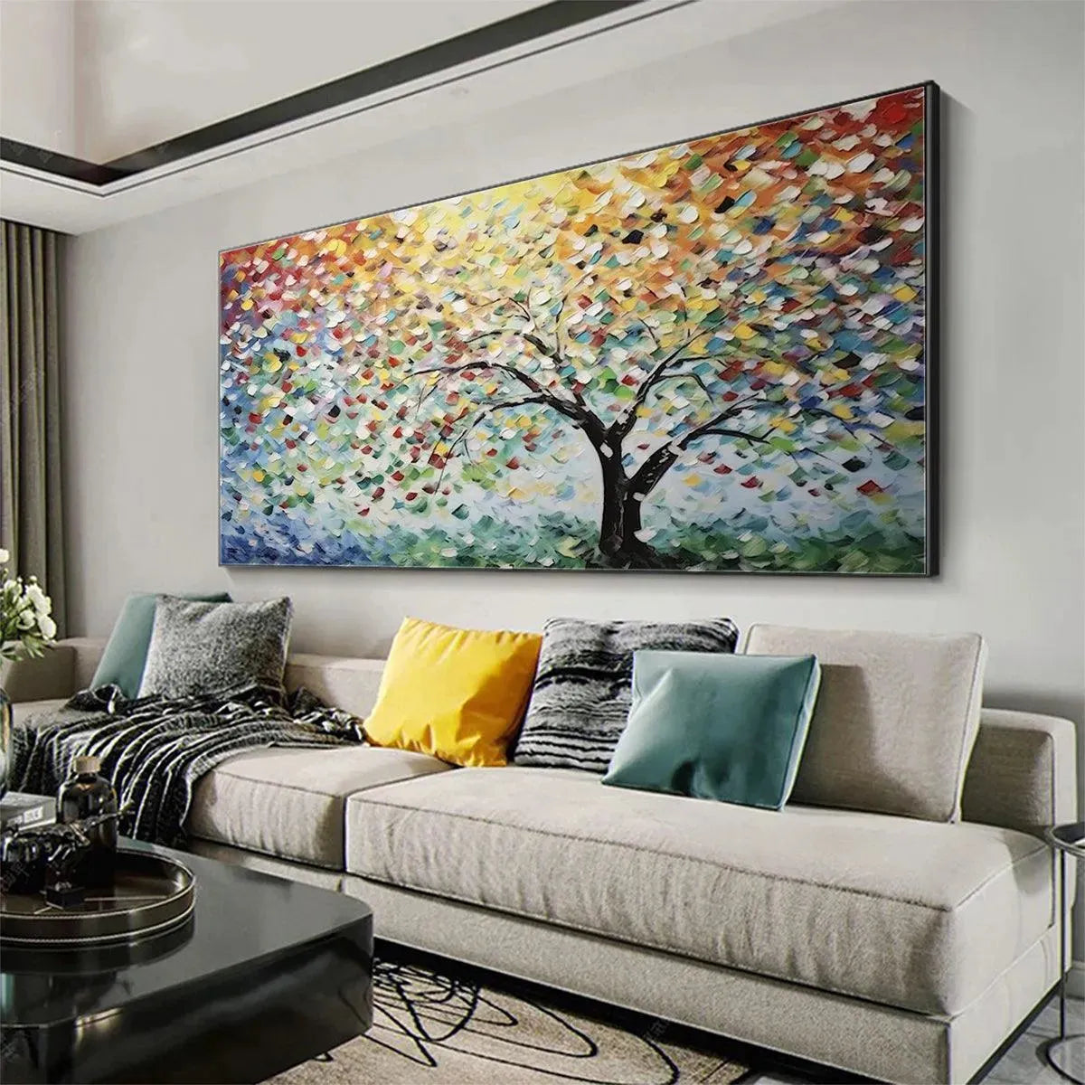 RAINBOW TREE: Textured Impasto Tree Painting in Vibrant Colors - Image 2