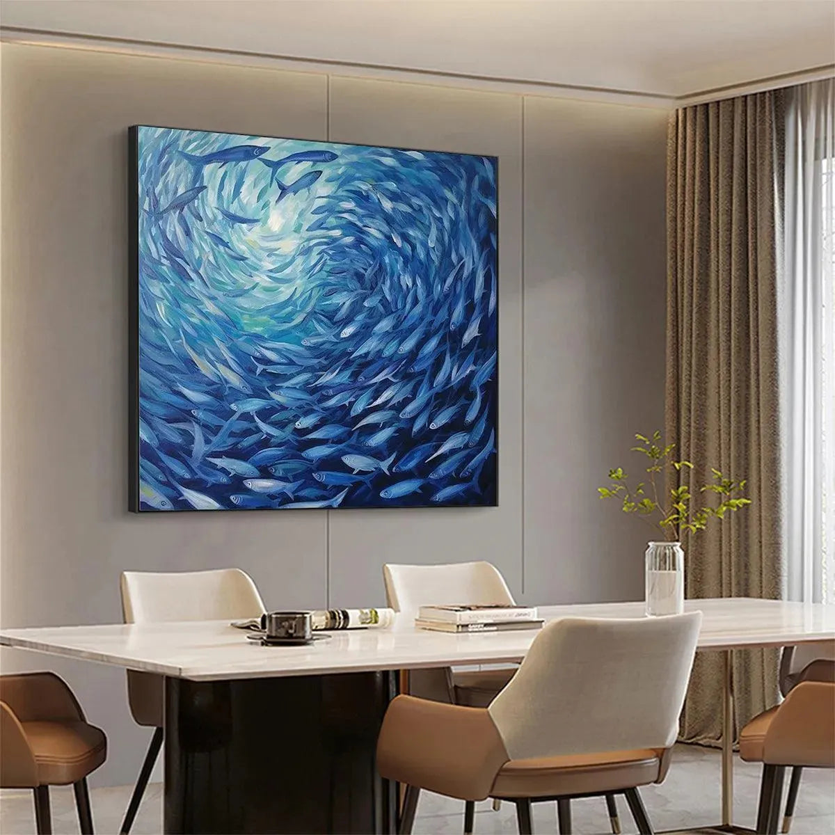 OCEANIC WHIRL: Dynamic Painting of a School of Fish - Image 8