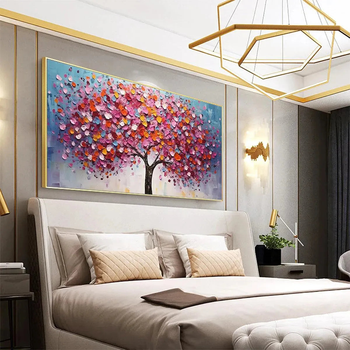 JEWEL TONES TREE: Textured Impasto Tree Painting in Vibrant Pink - Image 7
