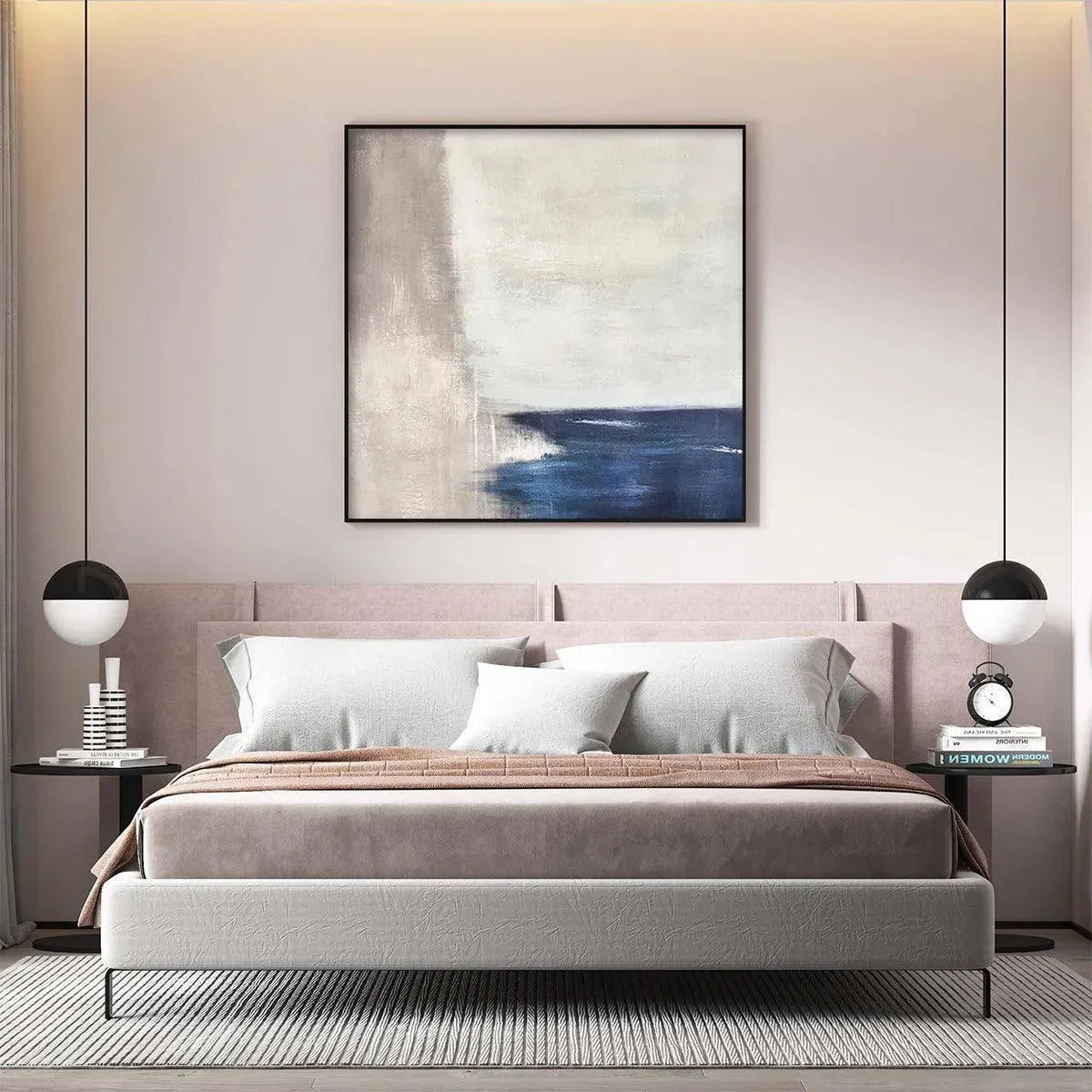 SERENE SHORE: Minimalist Abstract Coastal Painting in Blue and Beige - Image 8