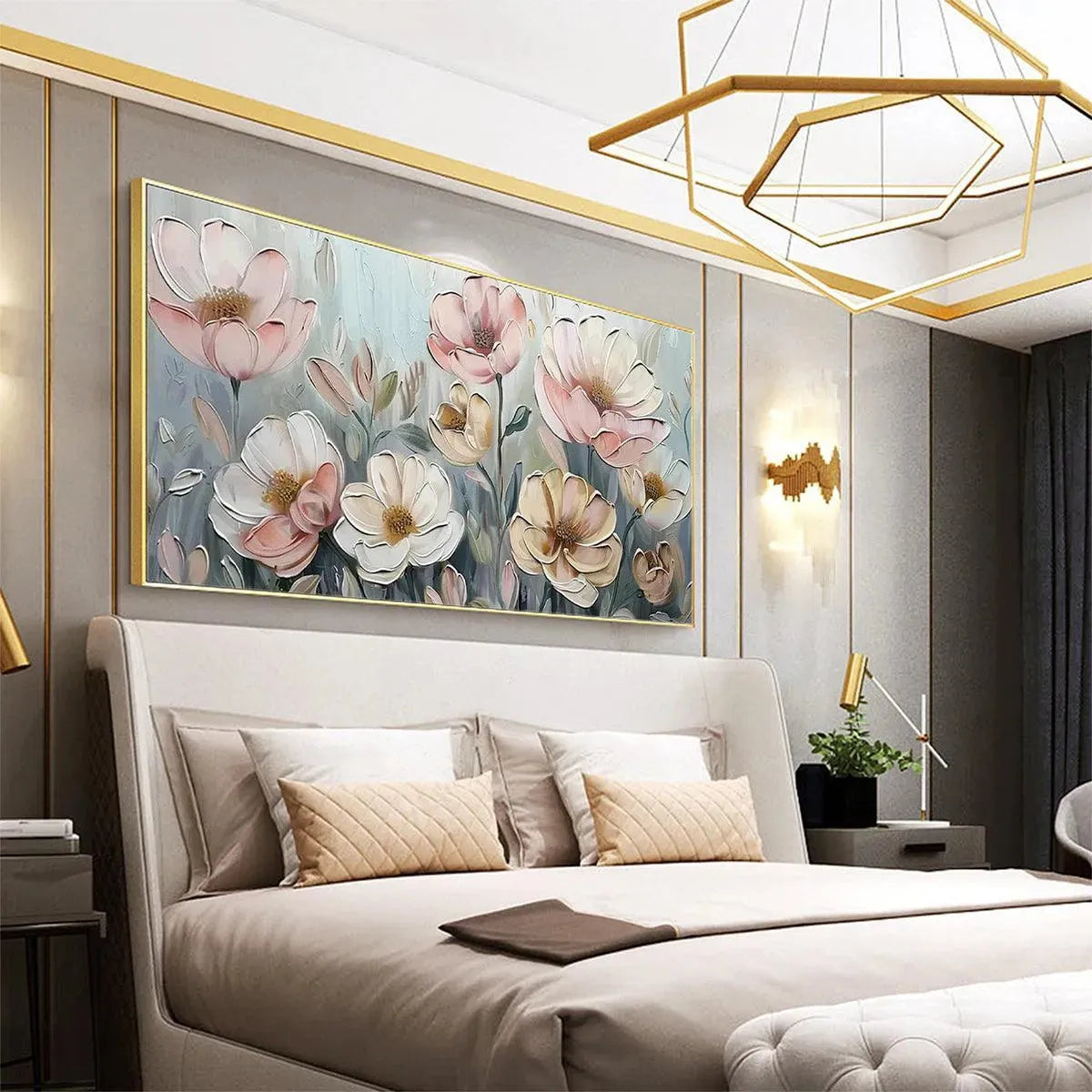 SOFT BLOSSOMS: Textured Impasto Floral Painting in Soft Pink and White - Image 7