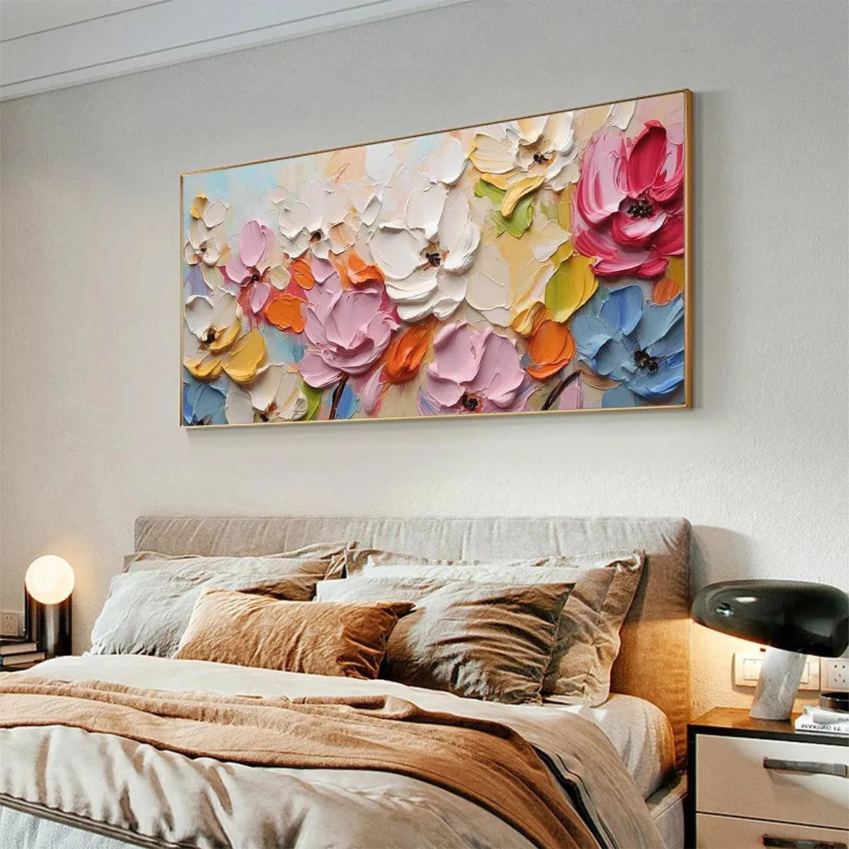 SPRING BOUQUET: Textured Impasto Floral Painting in Pastel Rainbow Colors - Image 8