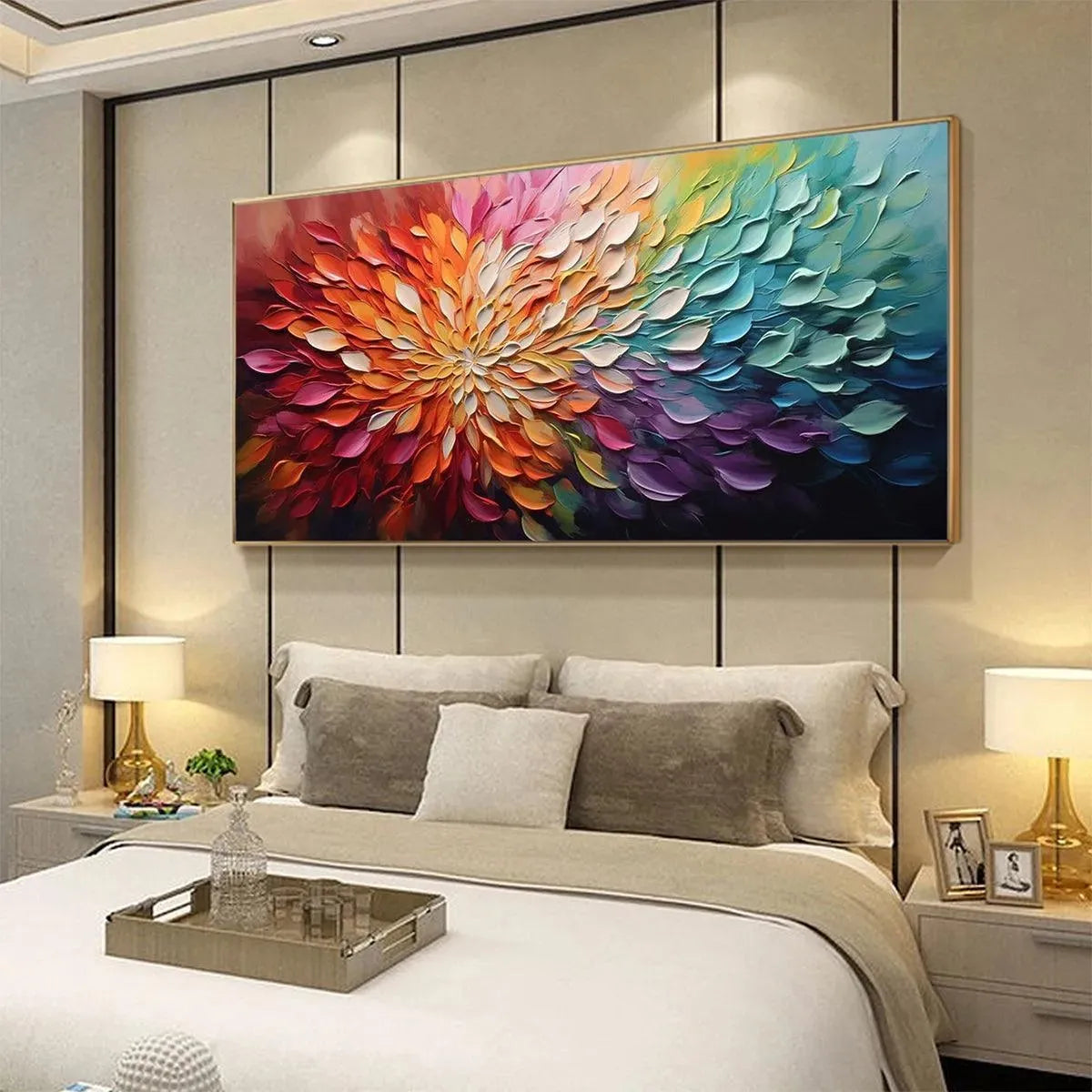 RAINBOW PETALS: Textured Impasto Abstract Floral Painting in Rainbow Colors - Image 7