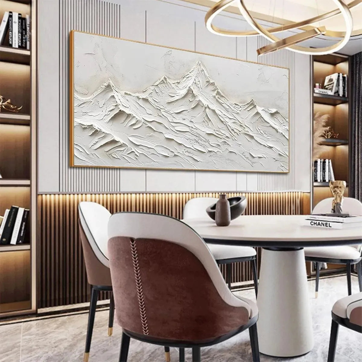 WHITE MOUNTAINS: Textured Minimalist Abstract Mountain Painting in White - Image 7