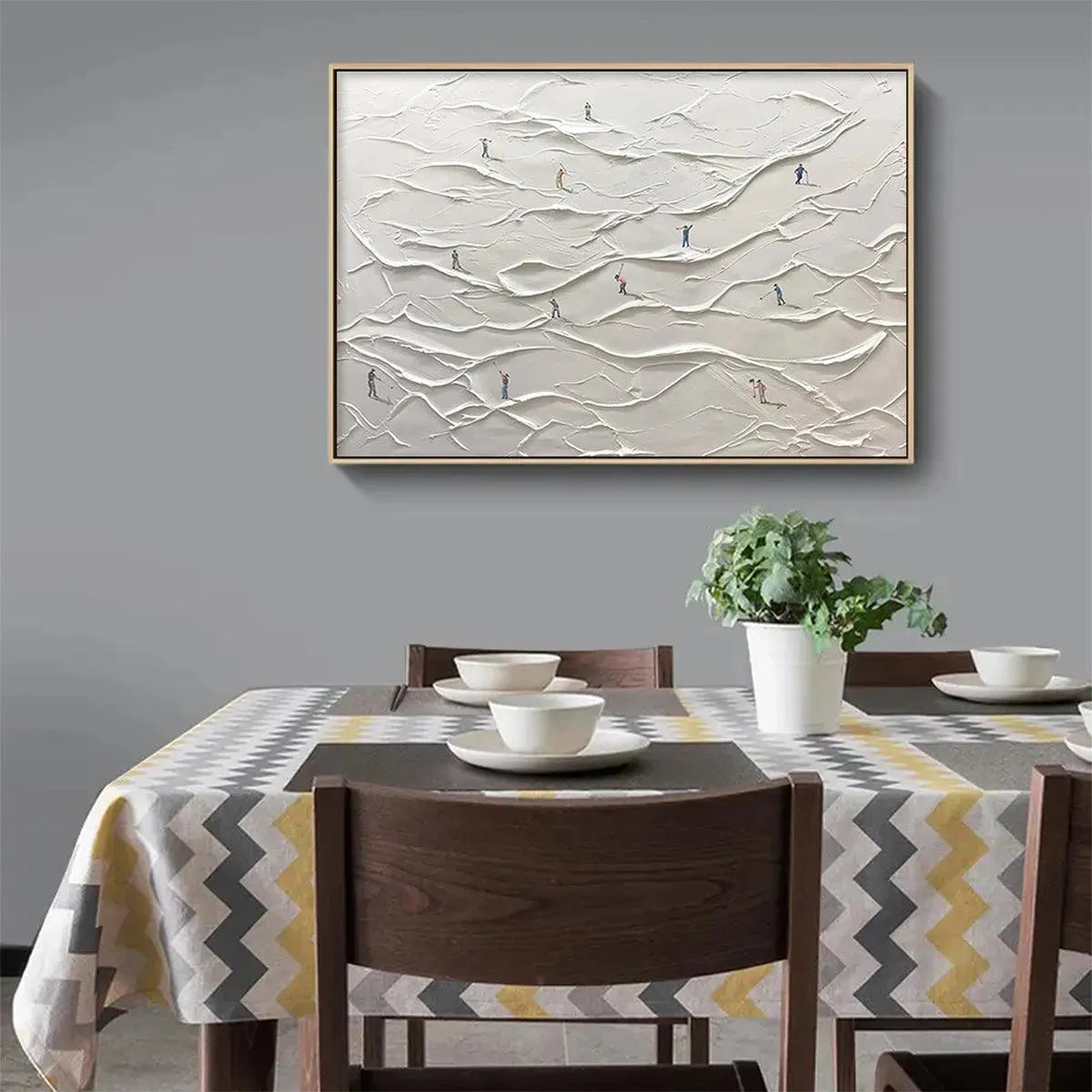 WHITE GREENS: Textured Abstract Golf Landscape Painting for Living Room - Image 7