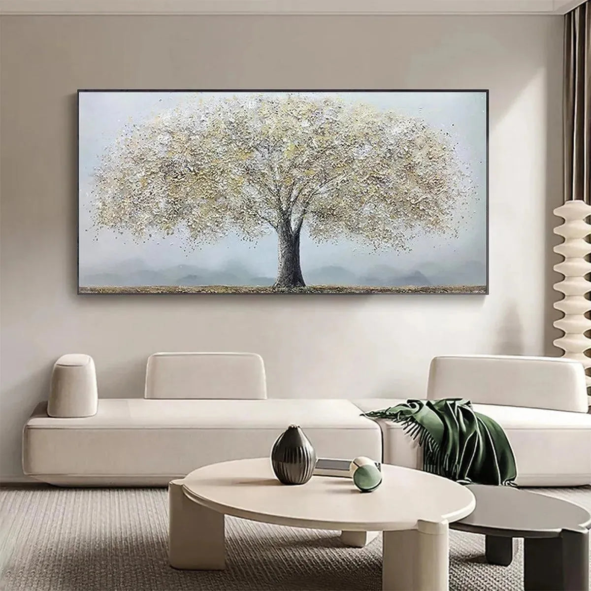 GOLDEN TREE: Textured Tree Painting in Gold and Grey - Image 7