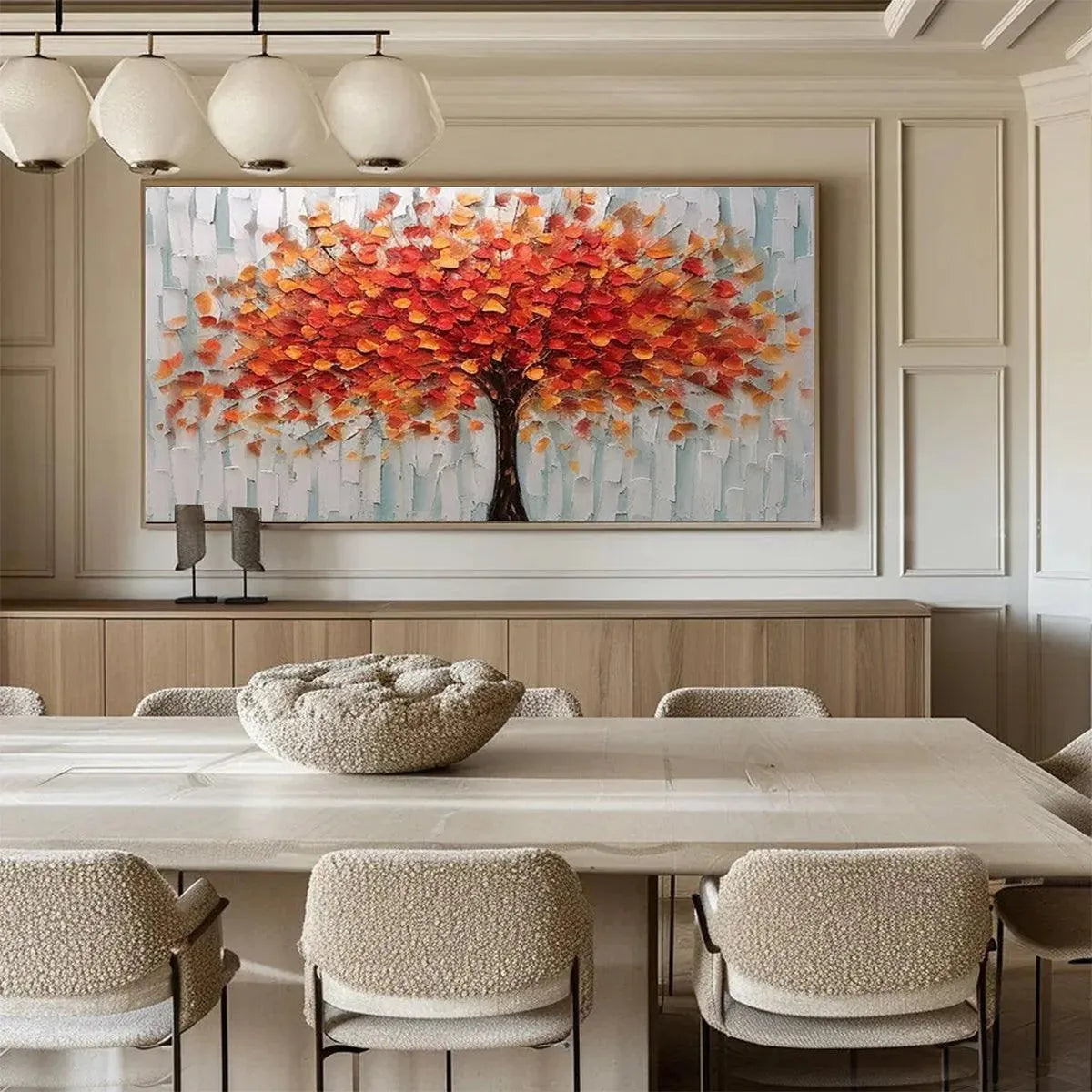 AUTUMN FIRE: Textured Impasto Painting of a Tree in Orange and Red - Image 8