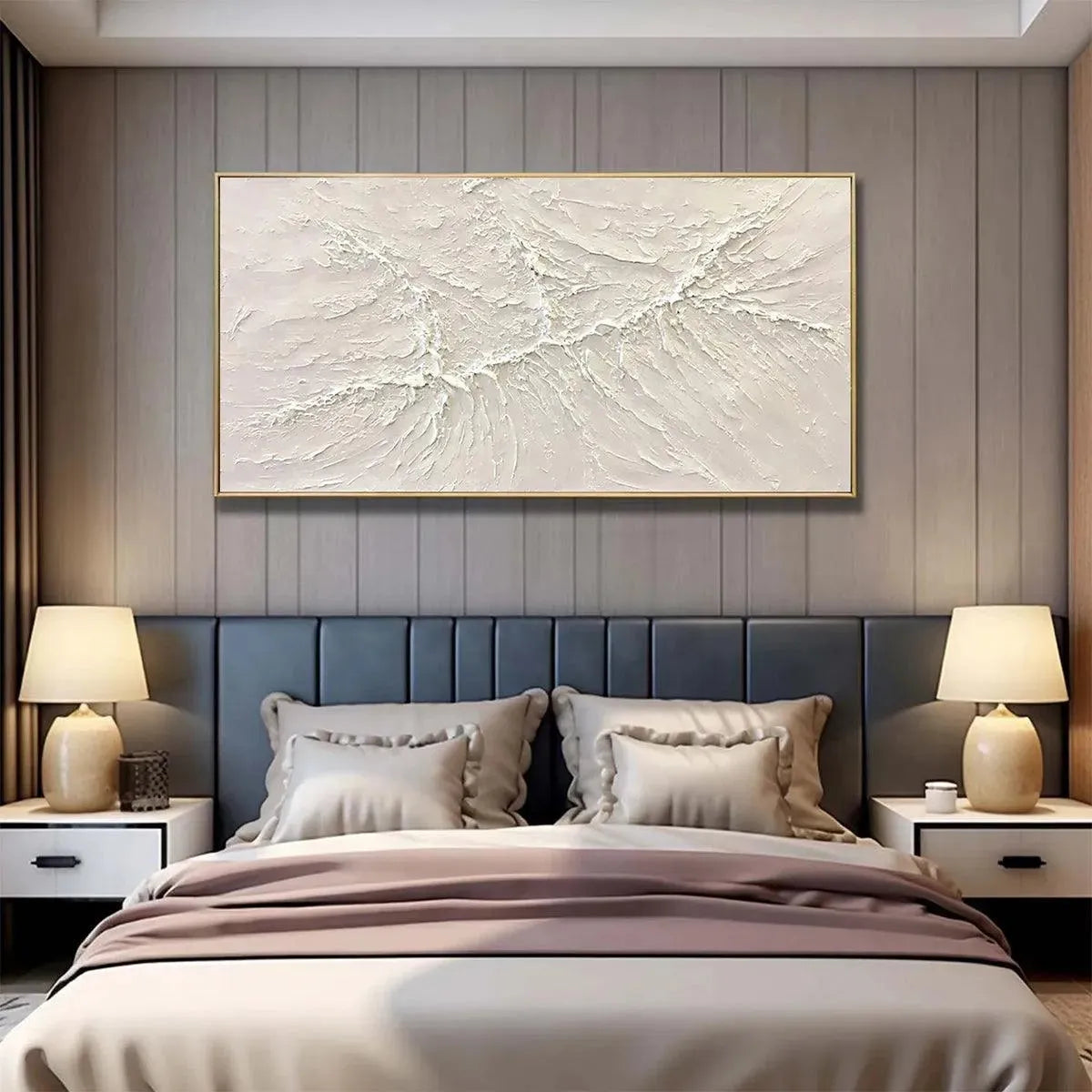 WHITE SANDS: Textured Minimalist Abstract Painting in White - Image 8