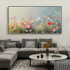 WILD MEADOW: Panoramic Floral Landscape Painting in Pink and White
