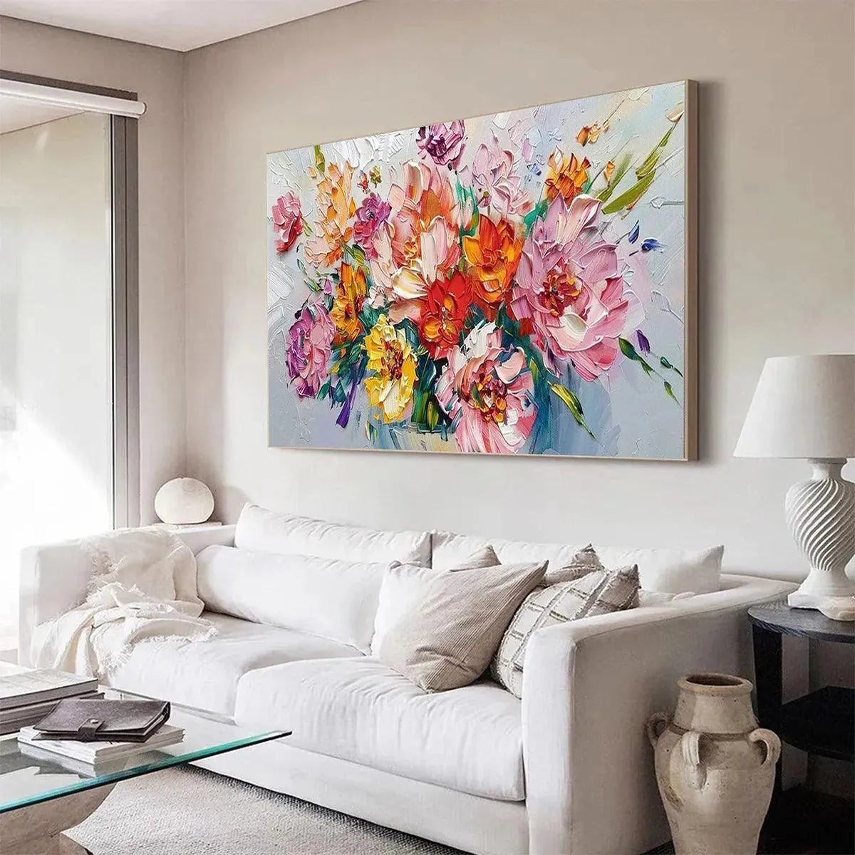VIBRANT BOUQUET: Textured Impasto Floral Bouquet Painting in Vibrant Colors - Image 6