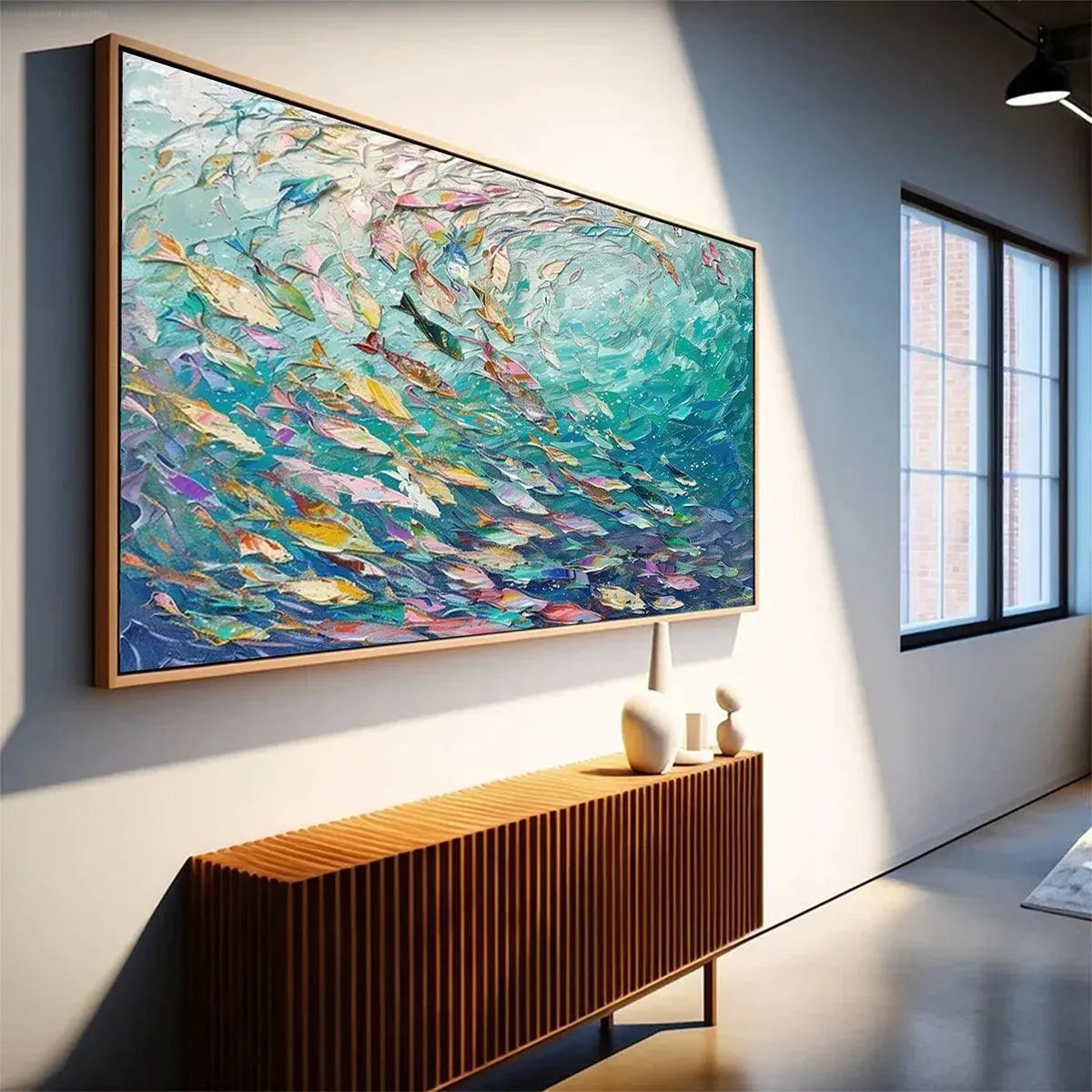 OCEAN CURRENTS: Textured Abstract Seascape Painting in Blues and Greens - Image 4