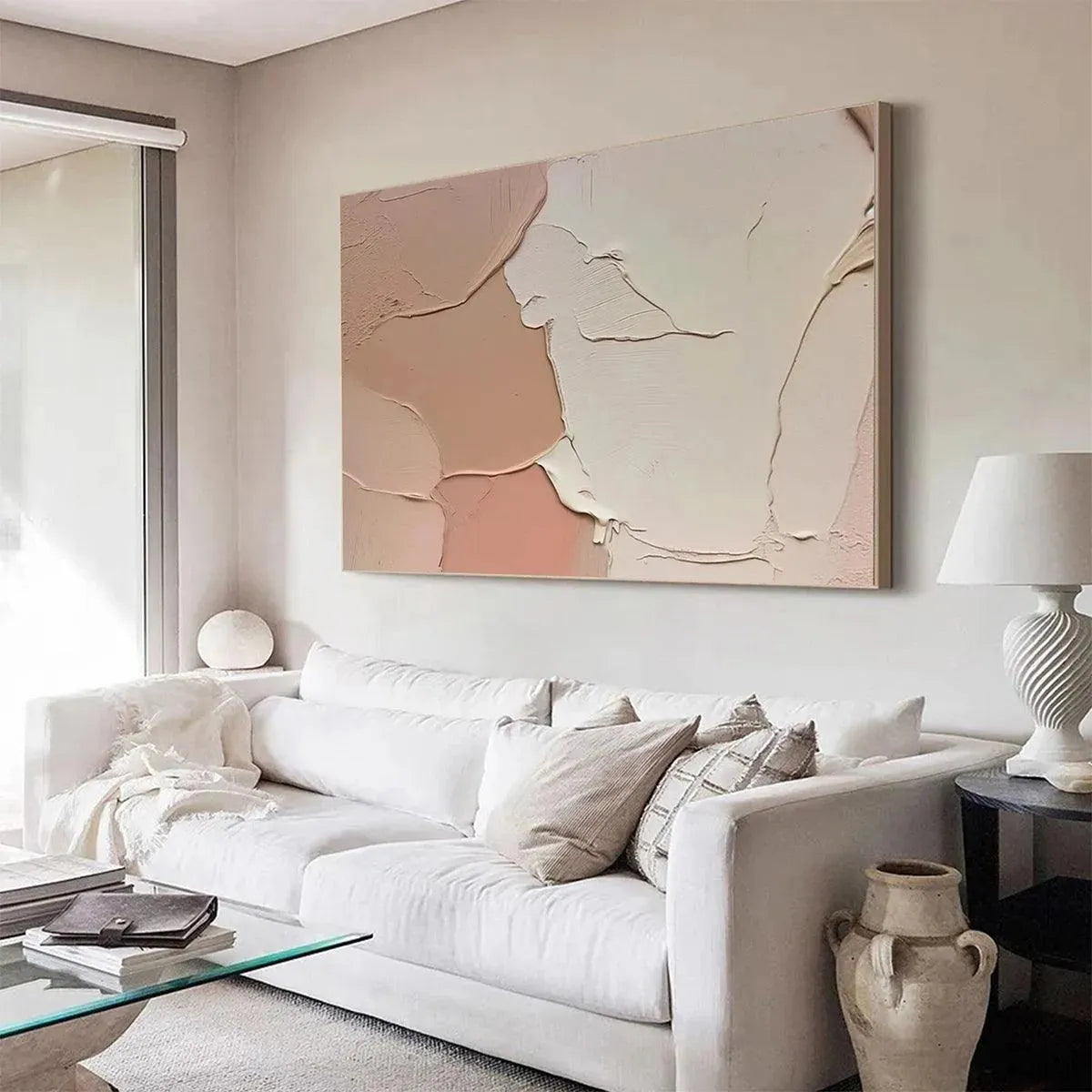NUDE ABSTRACT: Textured Abstract Painting in Neutral Tones - Image 6
