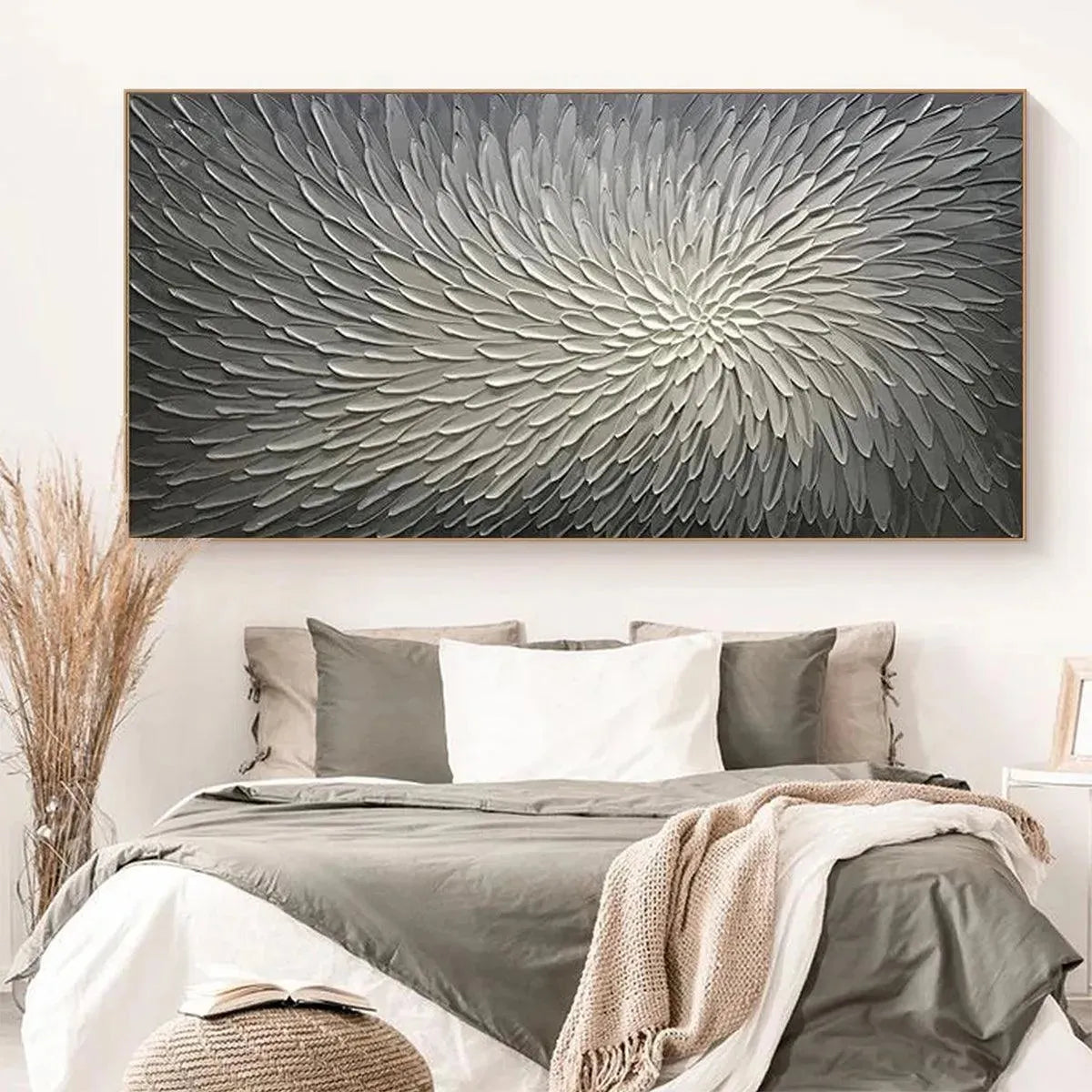 SILVER SWIRL: Textured Abstract Painting in Grey and White - Image 7