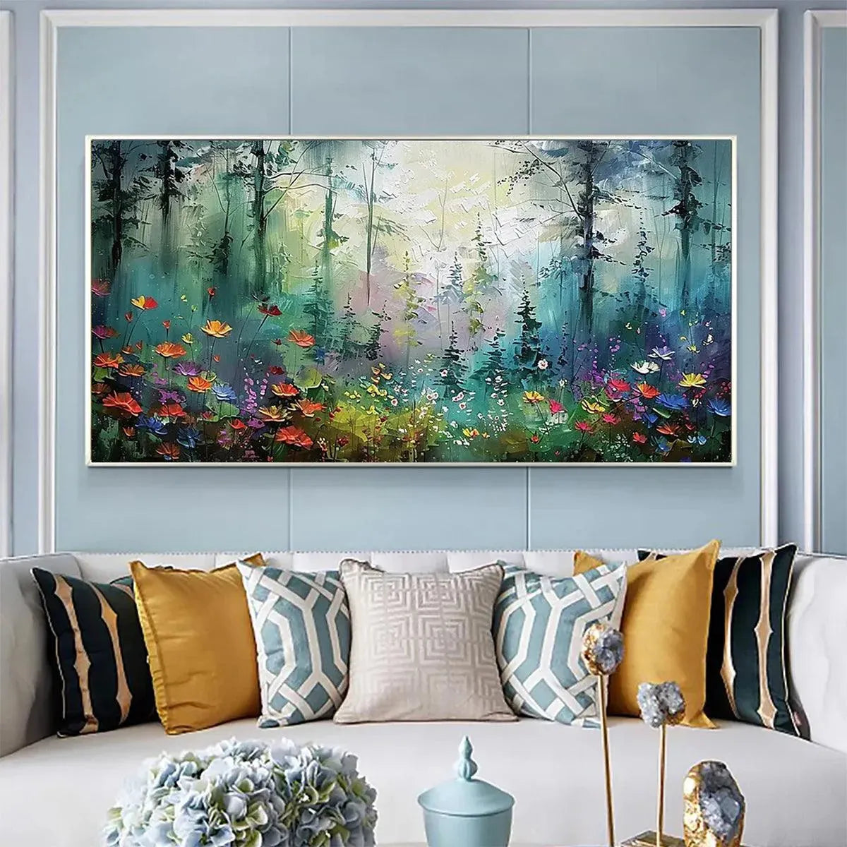 WHISPERING WOODS: Impressionistic Forest Landscape Painting with Colorful Wildflowers - Image 8