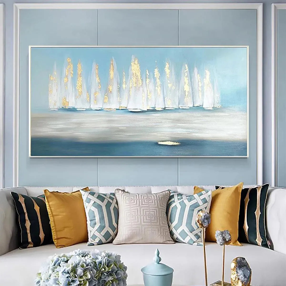 GOLDEN SAILS: Abstract Seascape Painting with Gold Accents - Image 8