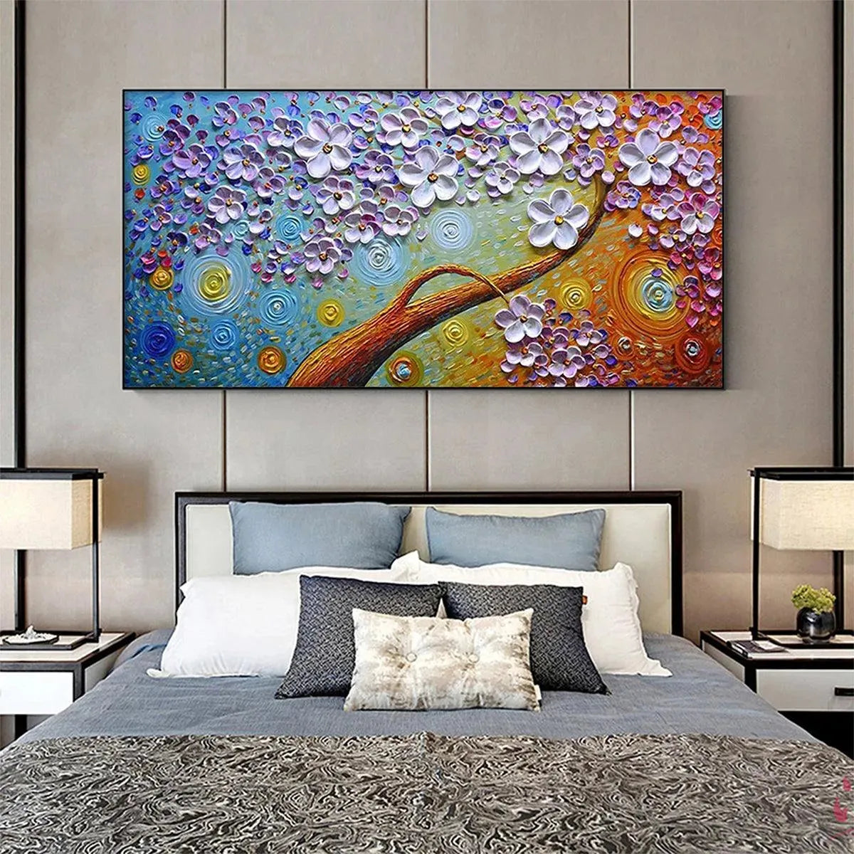LILAC DREAM: Textured Floral Painting in Purple and Gold - Image 7
