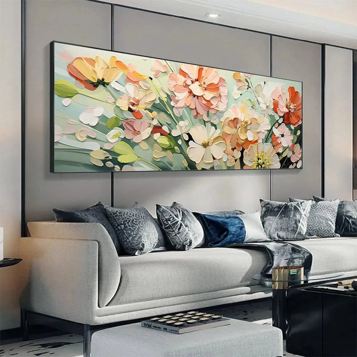 SUNKISSED GARDEN: Textured Floral Impasto Painting in Orange and White - Image 8