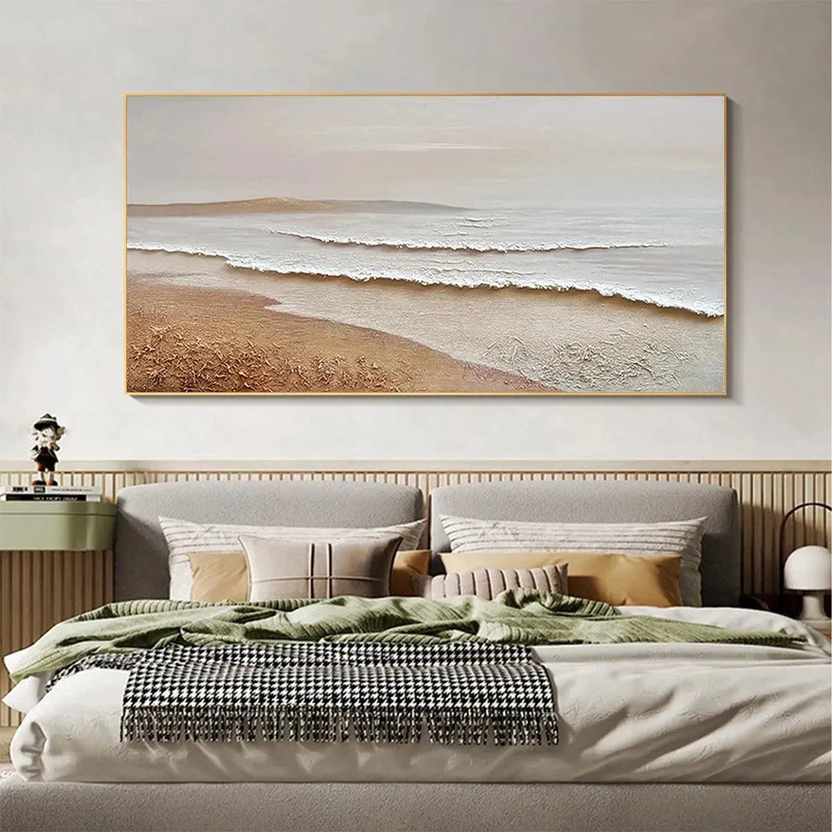 WHISPERING TIDES: Textured Coastal Landscape Painting in Beige and White - Image 9
