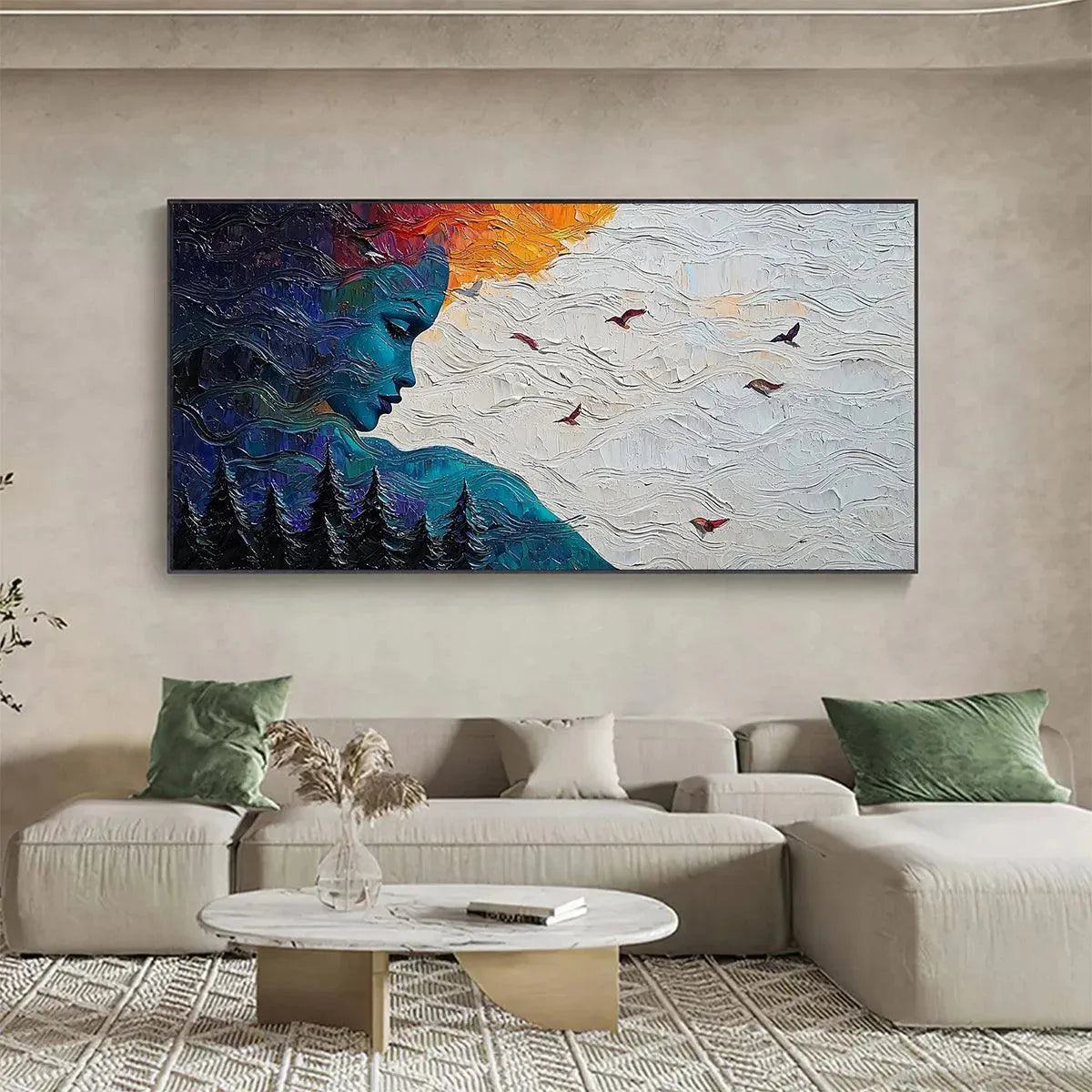 FOREST MUSE: Textured Impasto Portrait with Nature Oil Painting - Image 7