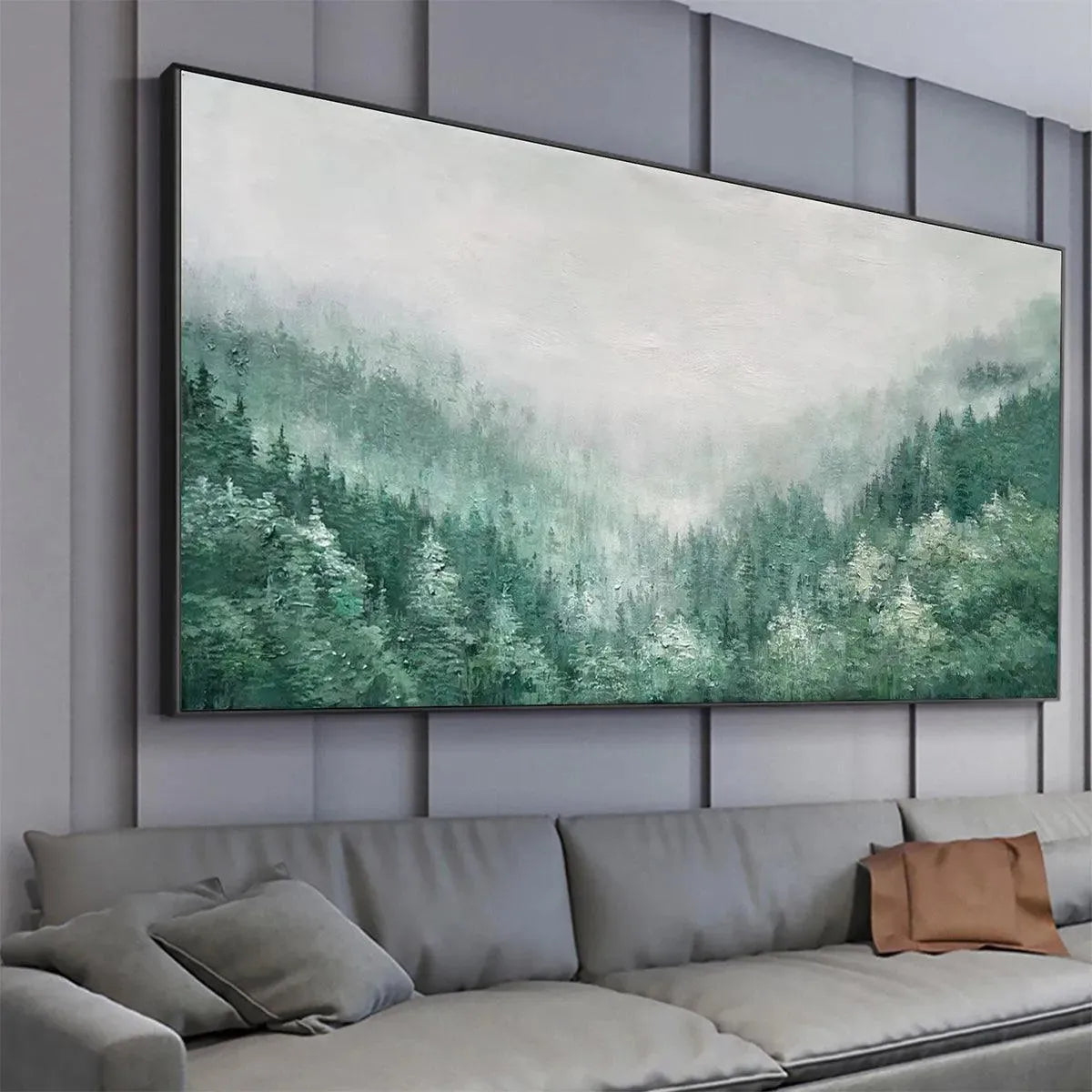 VALLEY OF THE EVERGREENS: Panoramic Evergreen Forest Landscape Oil Painting - Image 8