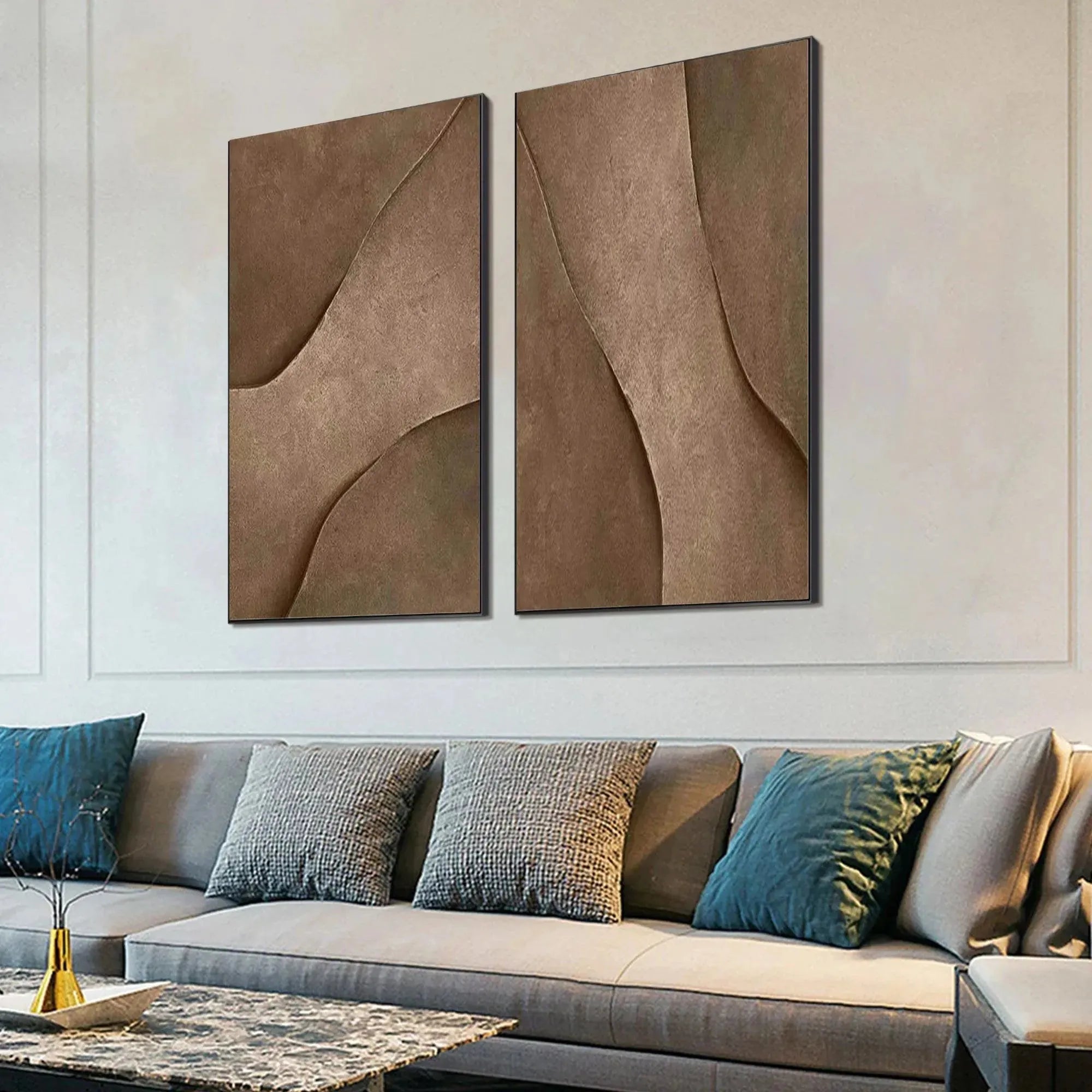 BROWN TEXTURE DUO: Set of 2 Textured Abstract Paintings in Brown - Image 7