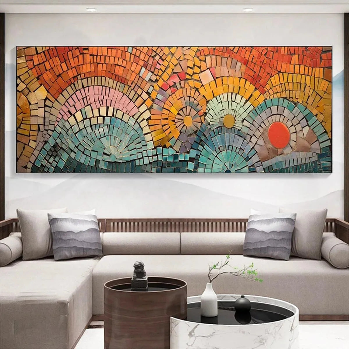 MOSAIC SUNSET PANORAMIC: Mosaic Painting, Panoramic Wall Art, Colorful Decor - Image 2