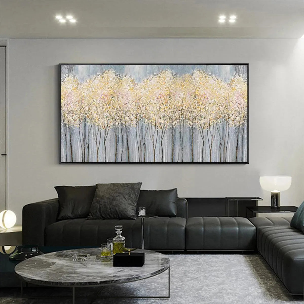 GOLDEN HAZE: Panoramic Landscape Painting, Textured Trees - Image 6