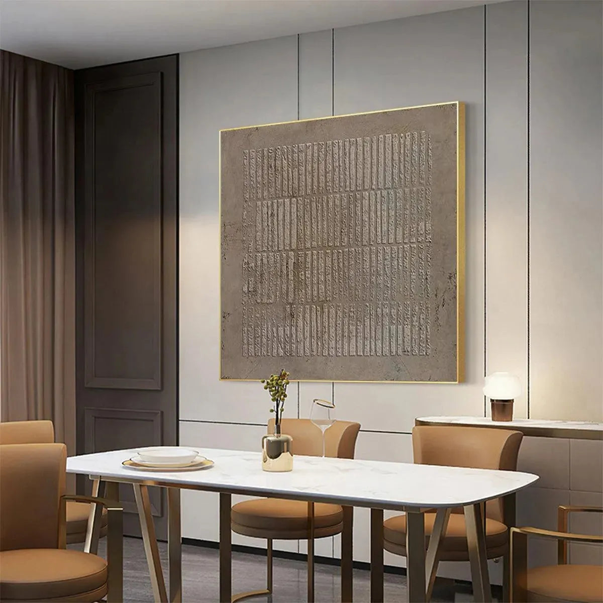 TEXTURED BROWN GRID: Minimalist Textured Painting - Image 4