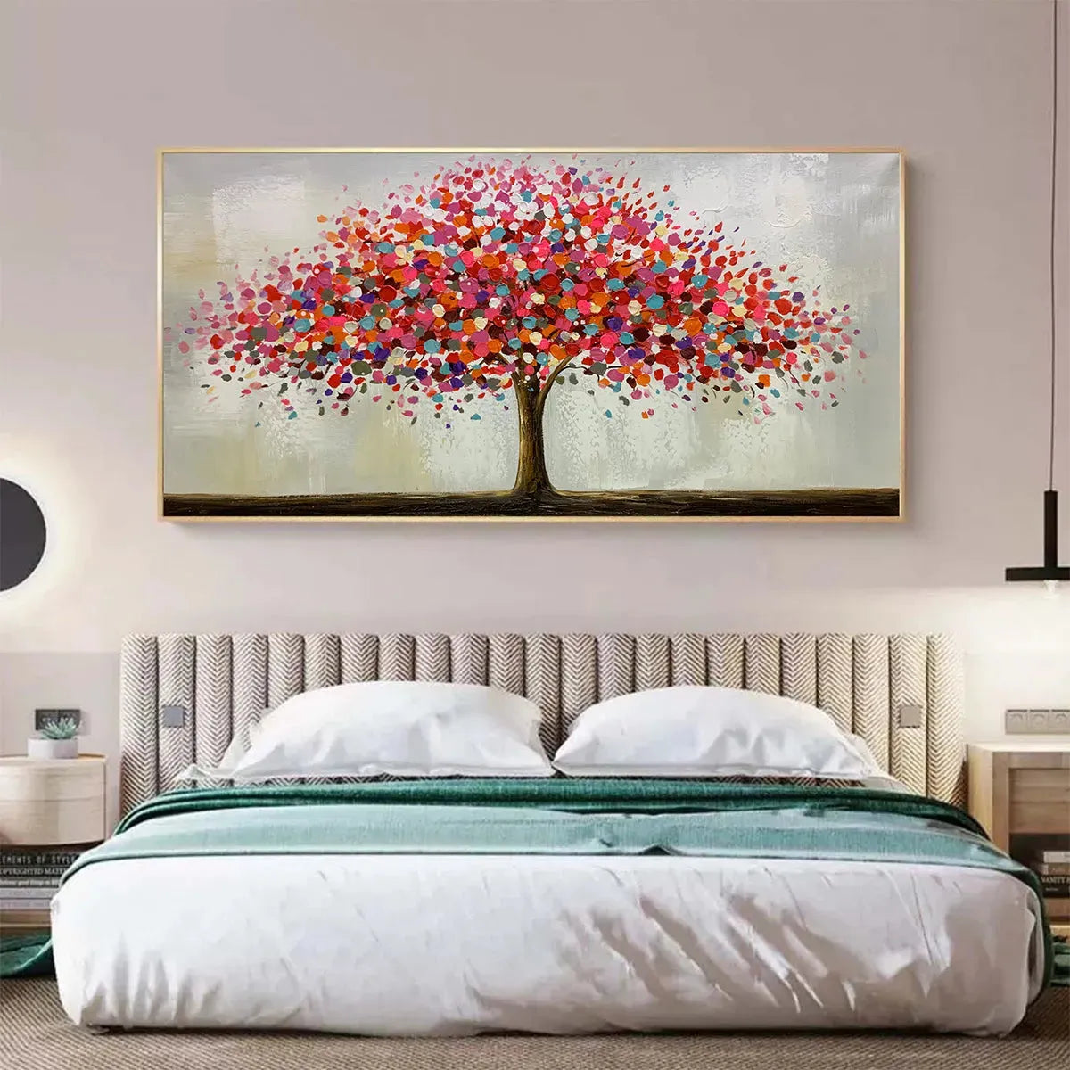 JEWEL TREE: Colorful Abstract Tree Painting, Impasto Texture, Horizontal Canvas, Modern Wall Art - Image 8